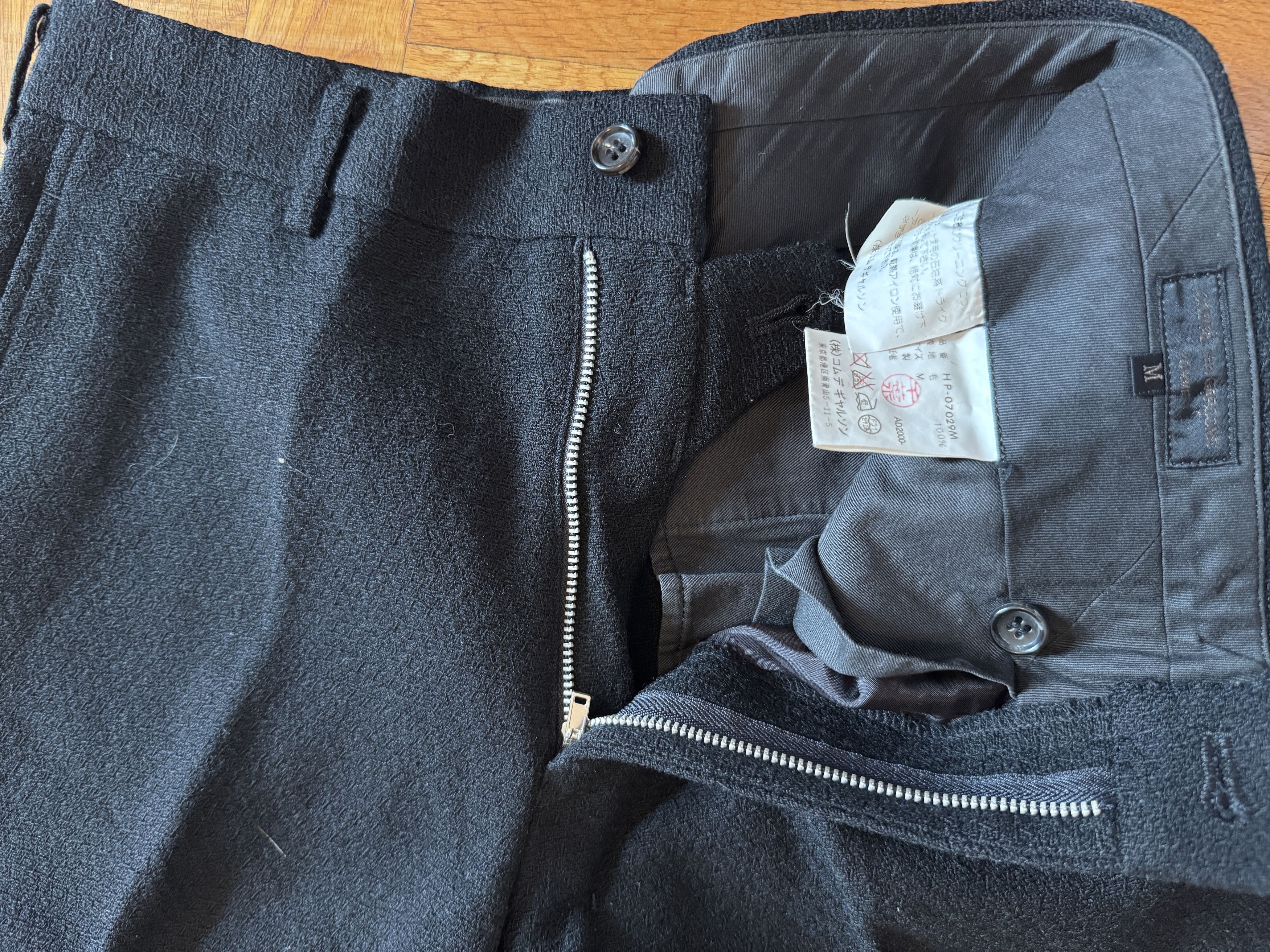 Comme des Garcons Homme Black Textured Wool Pants AD2000 Size US 32 / EU 48 - 3 Thumbnail