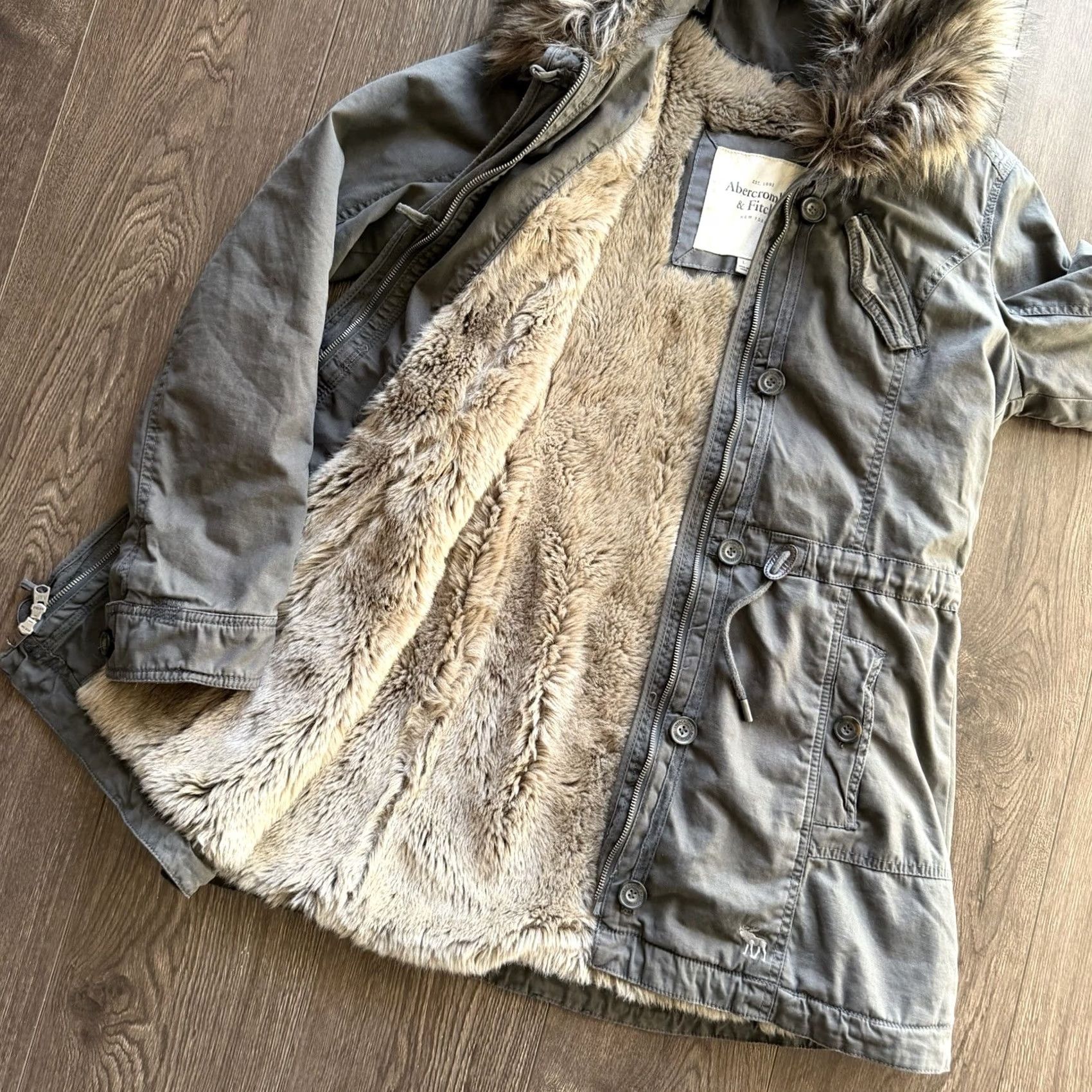 Abercrombie & Fitch VINTAGE ABERCROMBIE & FITCH Parka Coat Lined Fur Collard Winter Y2K Womans Large Size US L / EU 52-54 / 3 - 3 Thumbnail