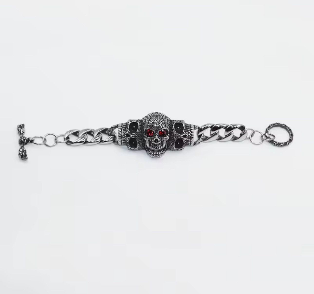 Jewelry Gothic Punk Skull Red Eye Shiny Bracelet Chain Size ONE SIZE - 6 Thumbnail