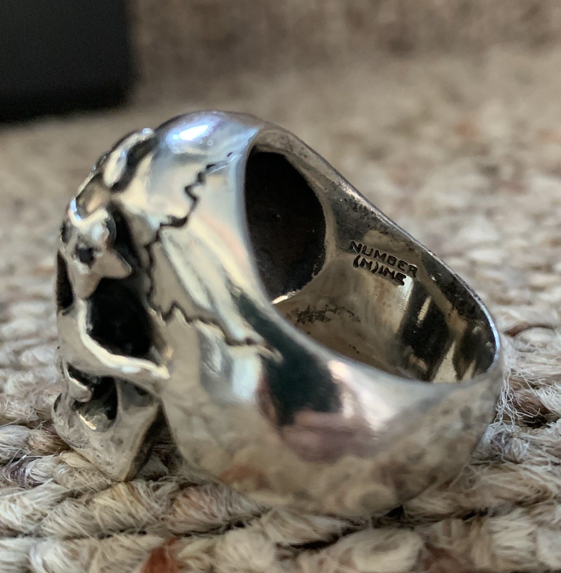 Number (N)ine SS05 "Nightcrawler" Bejeweled Silver Skull Ring w/ box Size ONE SIZE - 13 Thumbnail