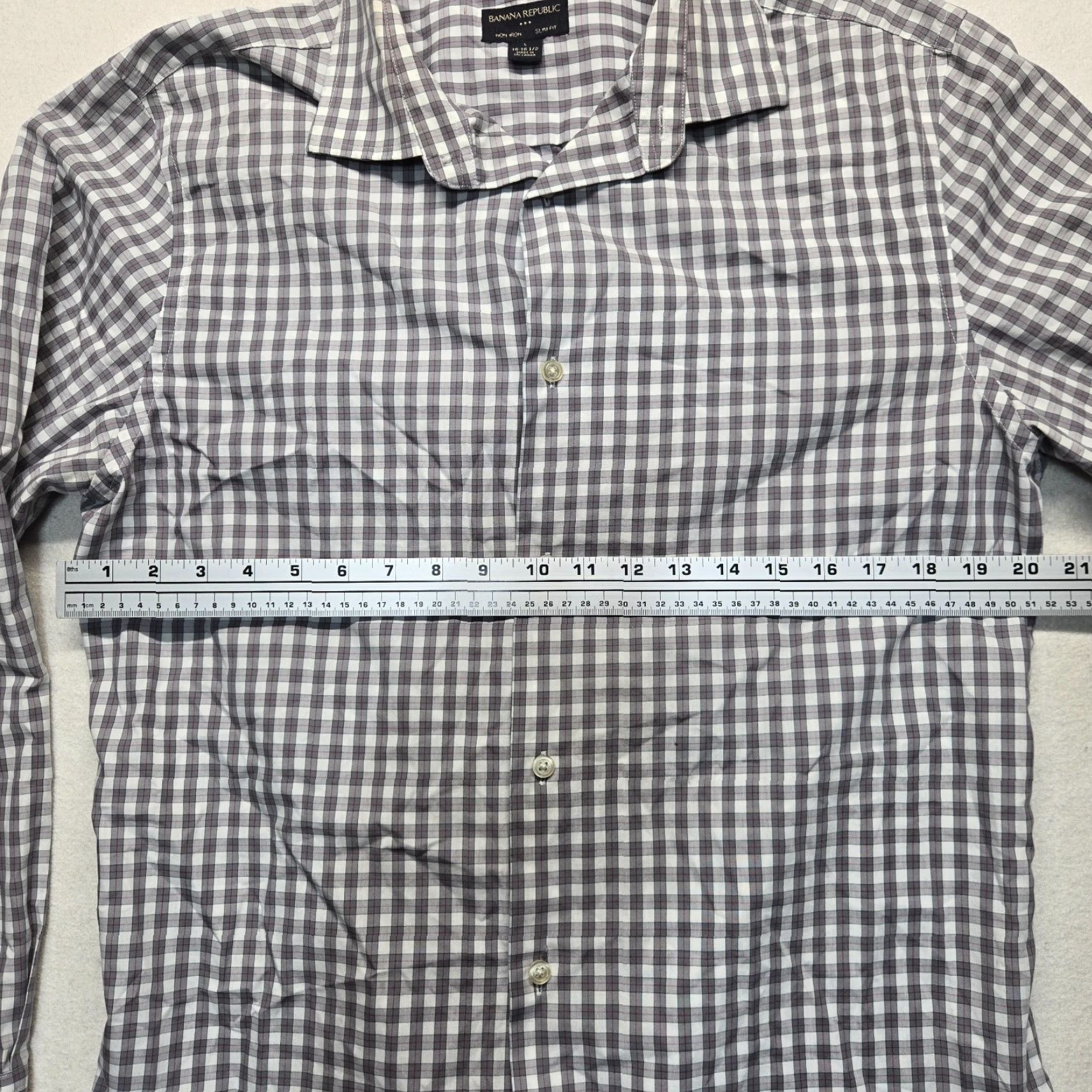 Banana Republic VINTAGE Banana Republic Gray Checkered Slim Fit Long Sleeve Button-Down Shirt Men Large Size US L / EU 52-54 / 3 - 4 Thumbnail