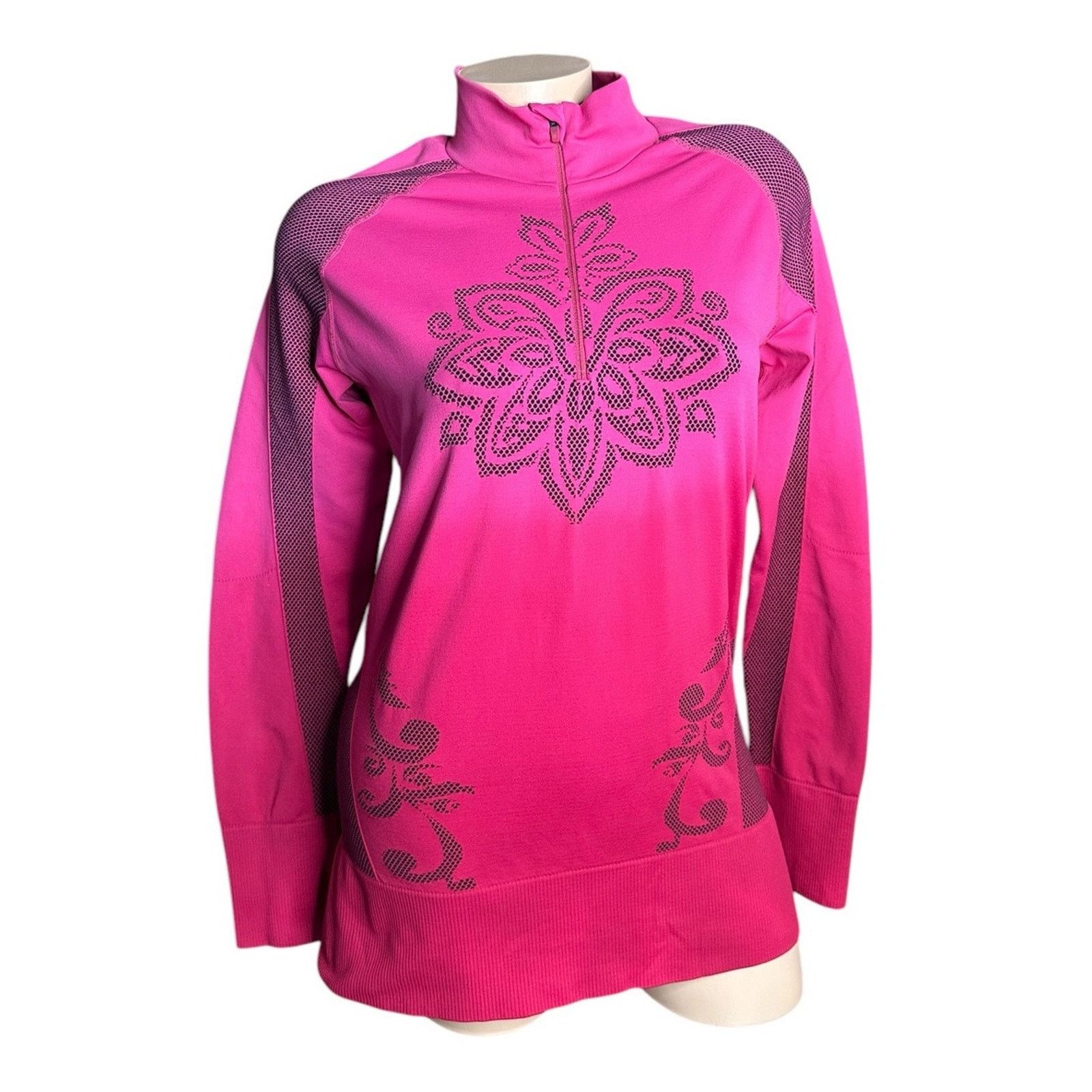 Athleta Athleta Pink Ombre Twist 1/4 Zip Thumbhole Activewear Top XL Size XL / US 12-14 / IT 48-50 - 1 Thumbnail