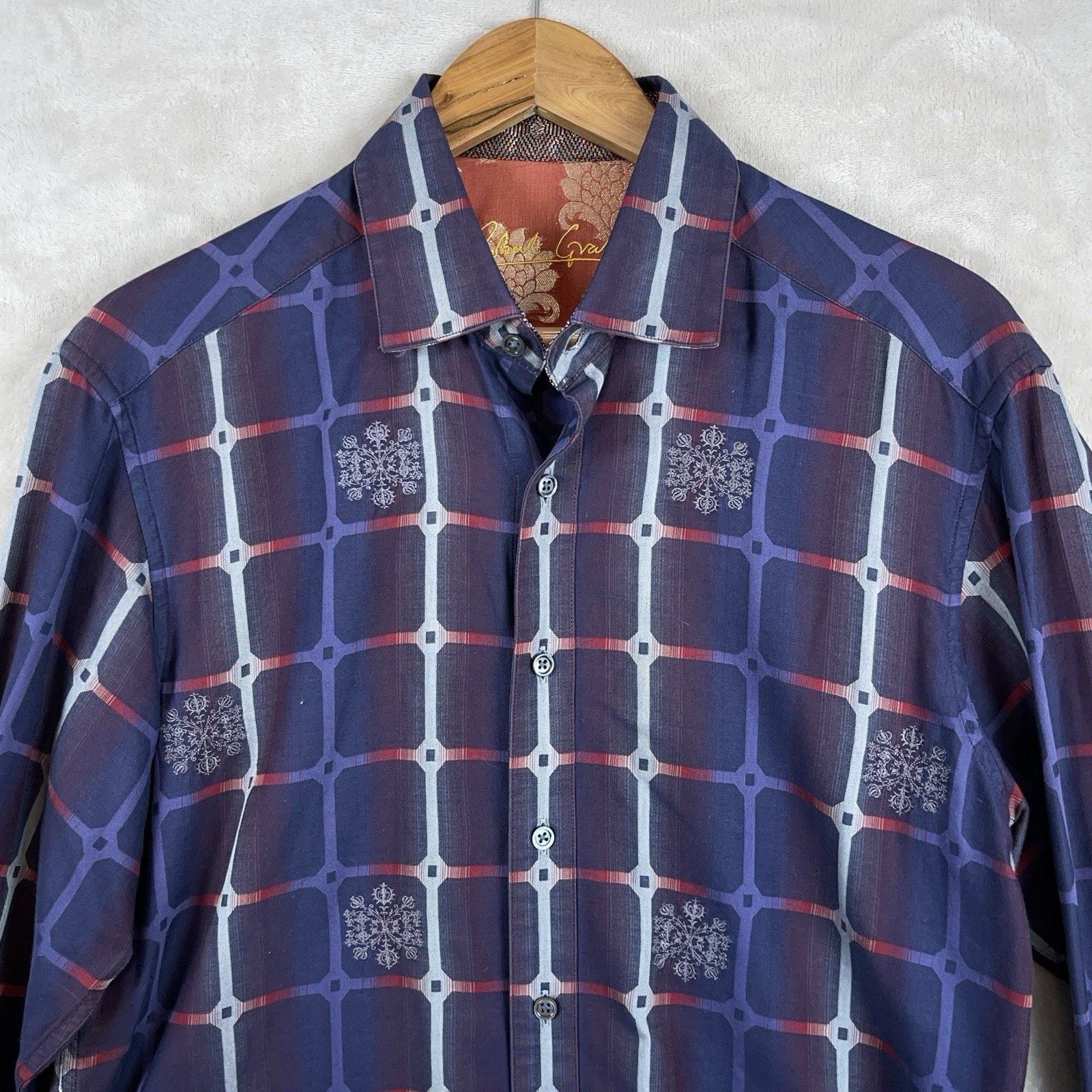 Robert Graham Robert Graham Shirt Embroidered Snowflake Grid Flip Cuff Size US M / EU 48-50 / 2 - 3 Thumbnail