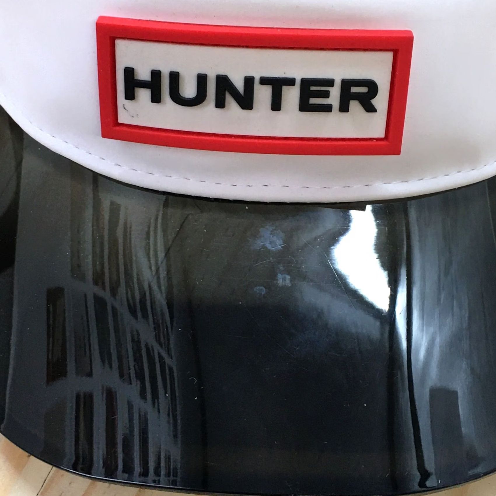 Hunter Hunter Visor Hat Mens White Black One Size Adjustable Polyurethane Curved Brim Size ONE SIZE - 3 Thumbnail