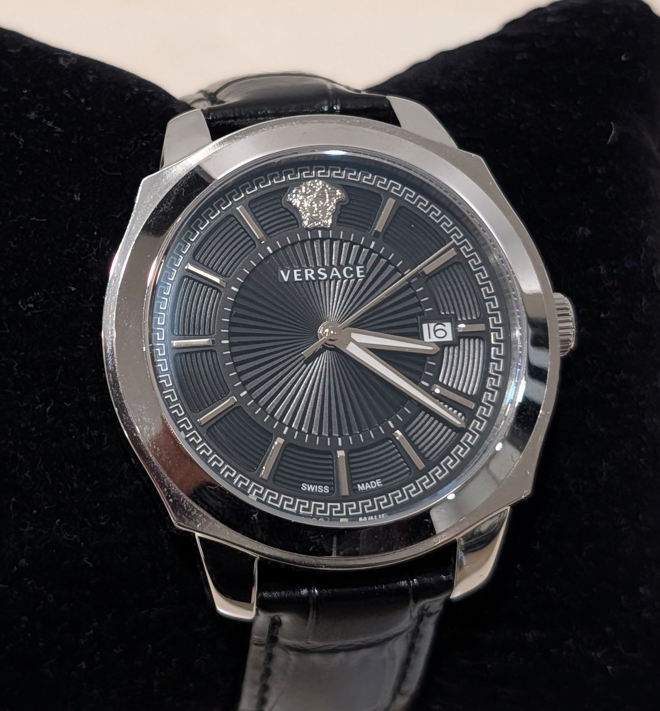 Versace VERSACE Icon Leather Strap Watch Black/Stainless Steel 42mm Size ONE SIZE - 2 Thumbnail