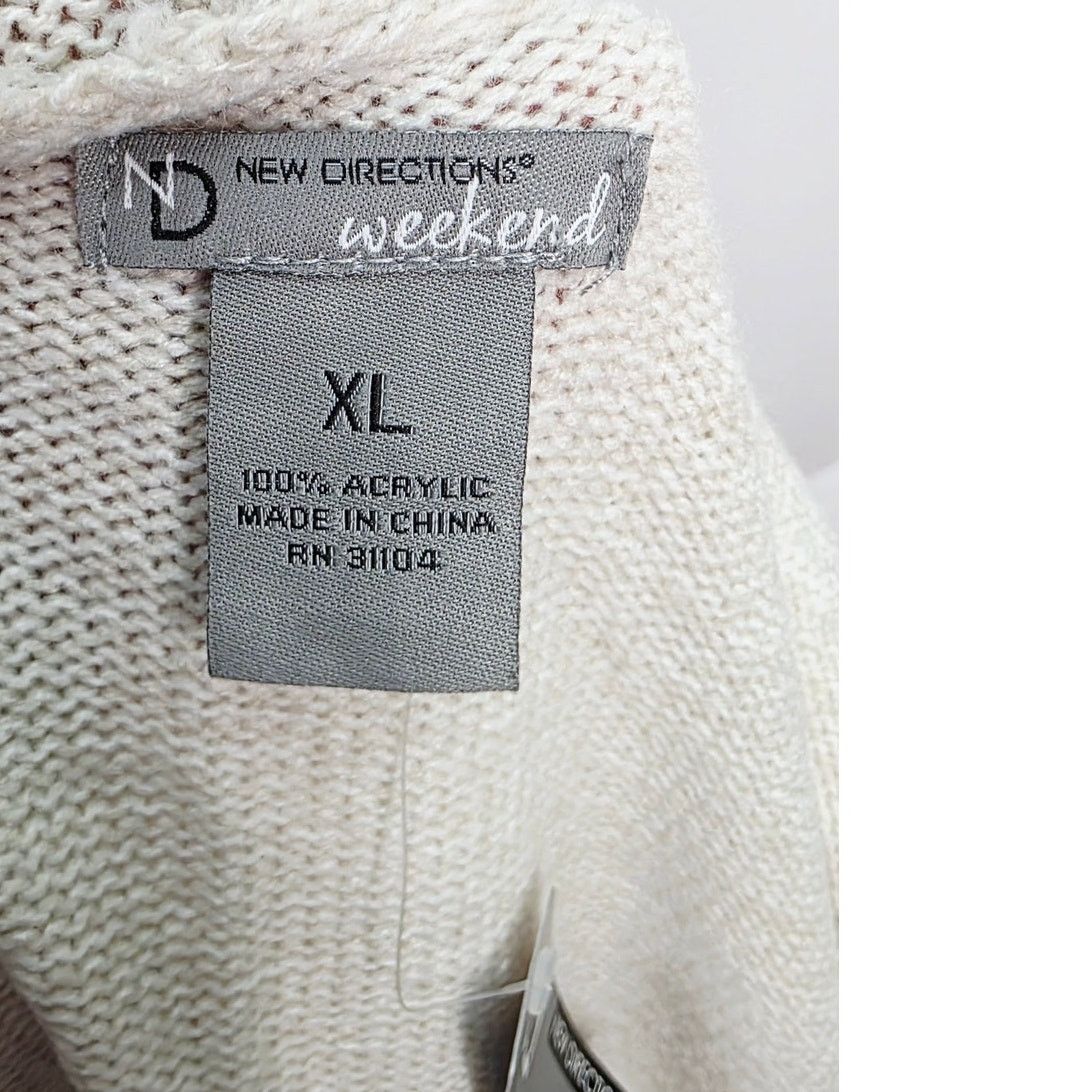 Other Cream Color Aztec Design Open Front Hooded Long Sweater Size XL / US 12-14 / IT 48-50 - 3 Thumbnail