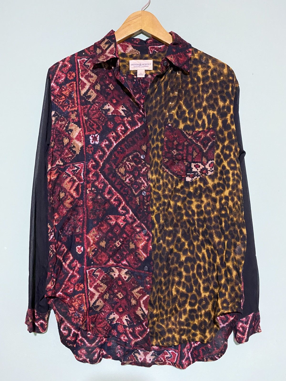 RRL Ralph Lauren DENIM & SUPPLY RALPH LAUREN LEOPARD MESH BUTTON UP Size XS / US 0-2 / IT 36-38 - 2 Thumbnail