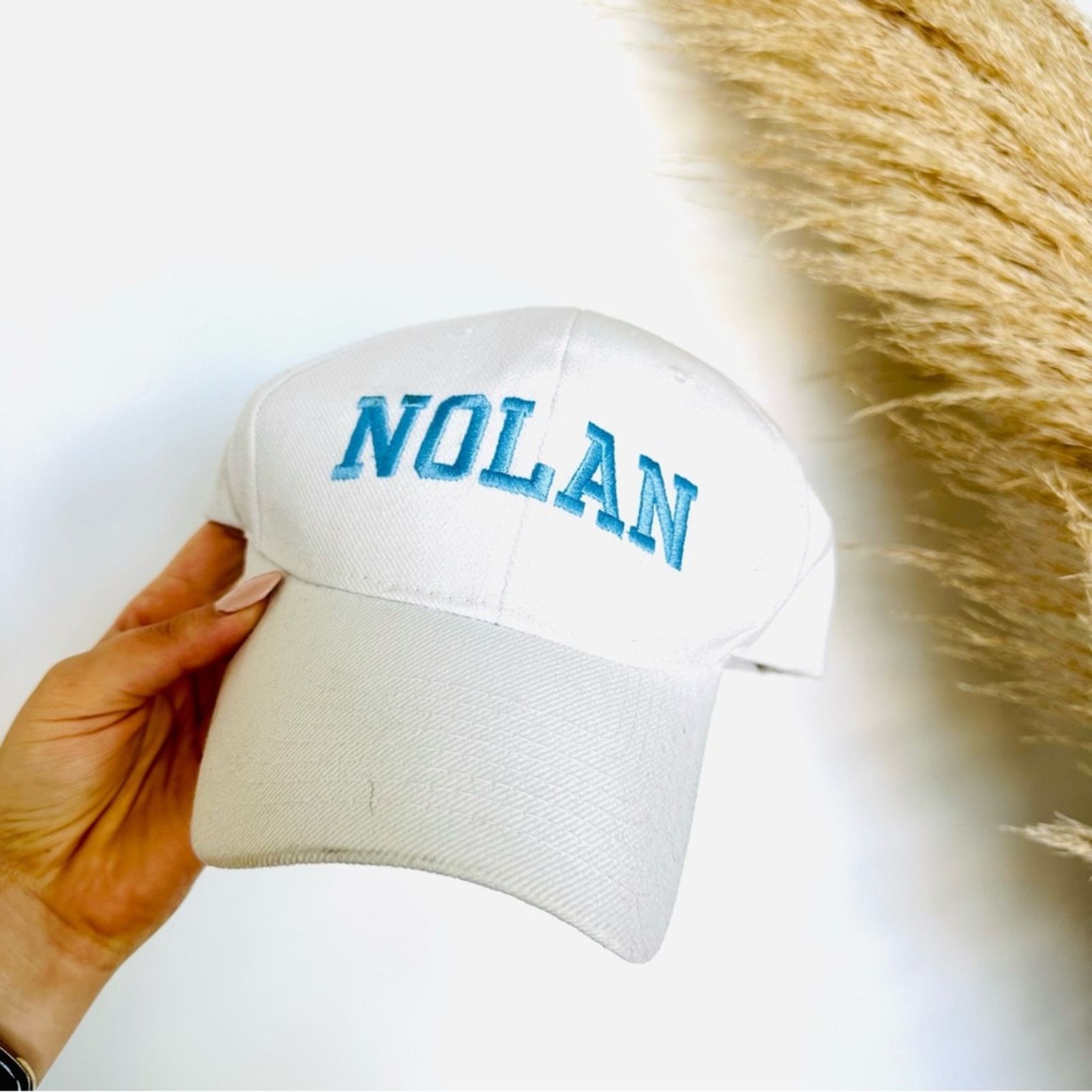 Vintage VINTAGE White Blue Nolan Stitched Adjustable Baseball Hat Size ONE SIZE - 9 Thumbnail