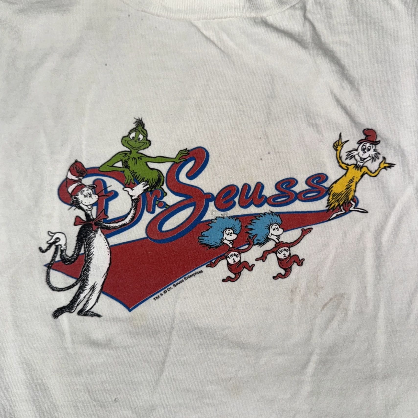 Vintage VINTAGE Dr. Seuss T-Shirt White Medium Cat In The Hat Grinch Box Logo 21x26 Size US M / EU 48-50 / 2 - 2 Thumbnail