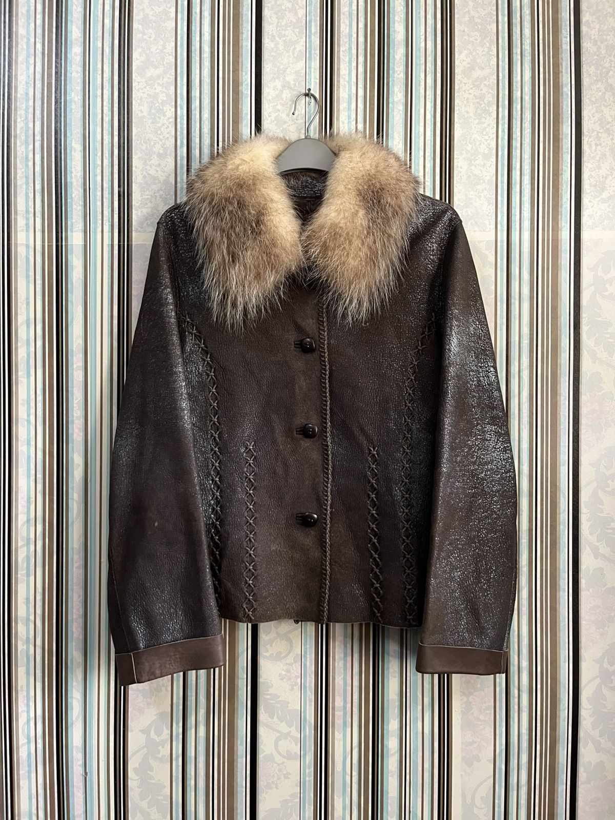 14th Addiction 1990s white bear corp fur leather boho shearling jacket #C1 Size M / US 6-8 / IT 42-44 - 1 Thumbnail