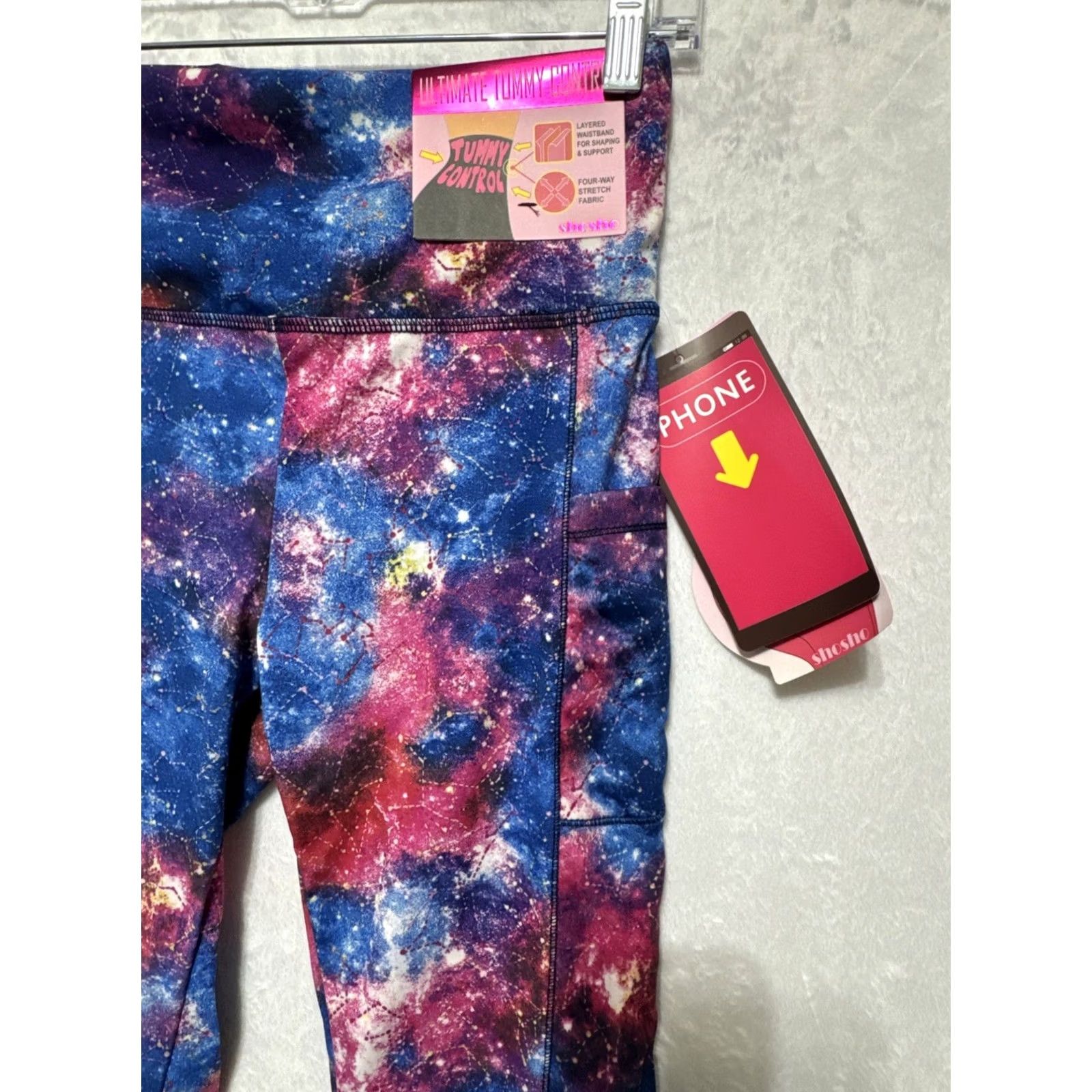 Vintage Shosho Leggings Galaxy Print Tummy Control Medium Women Size 32" / US 10 / IT 46 - 4 Thumbnail