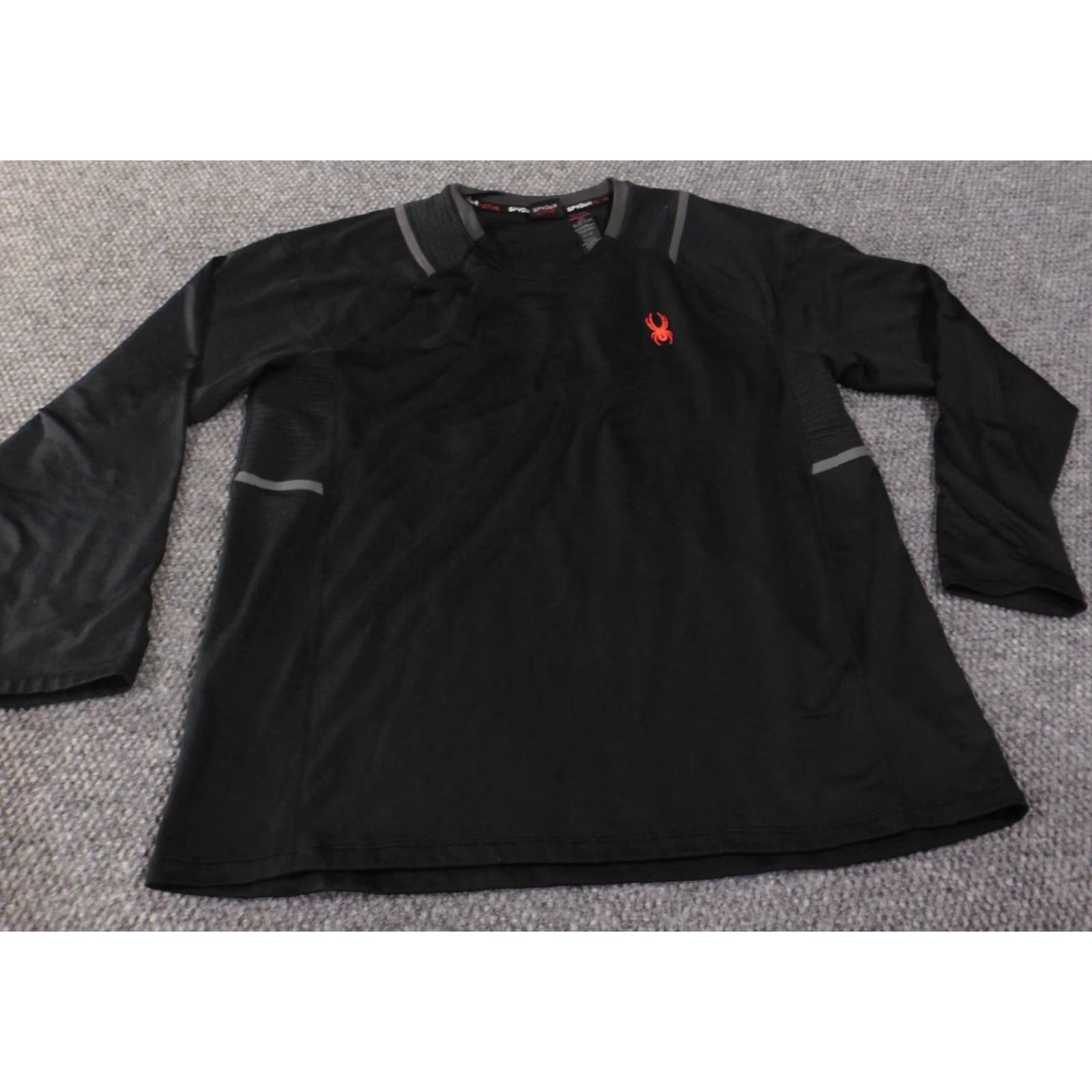 Spyder Spyder Shirt Mens Large Active Black Performance Stretch Logo Extreem T-Shirt Long Sleeve Round Neck Button-Down Knit Polyester Regular Mens Size US L / EU 52-54 / 3 - 4 Thumbnail