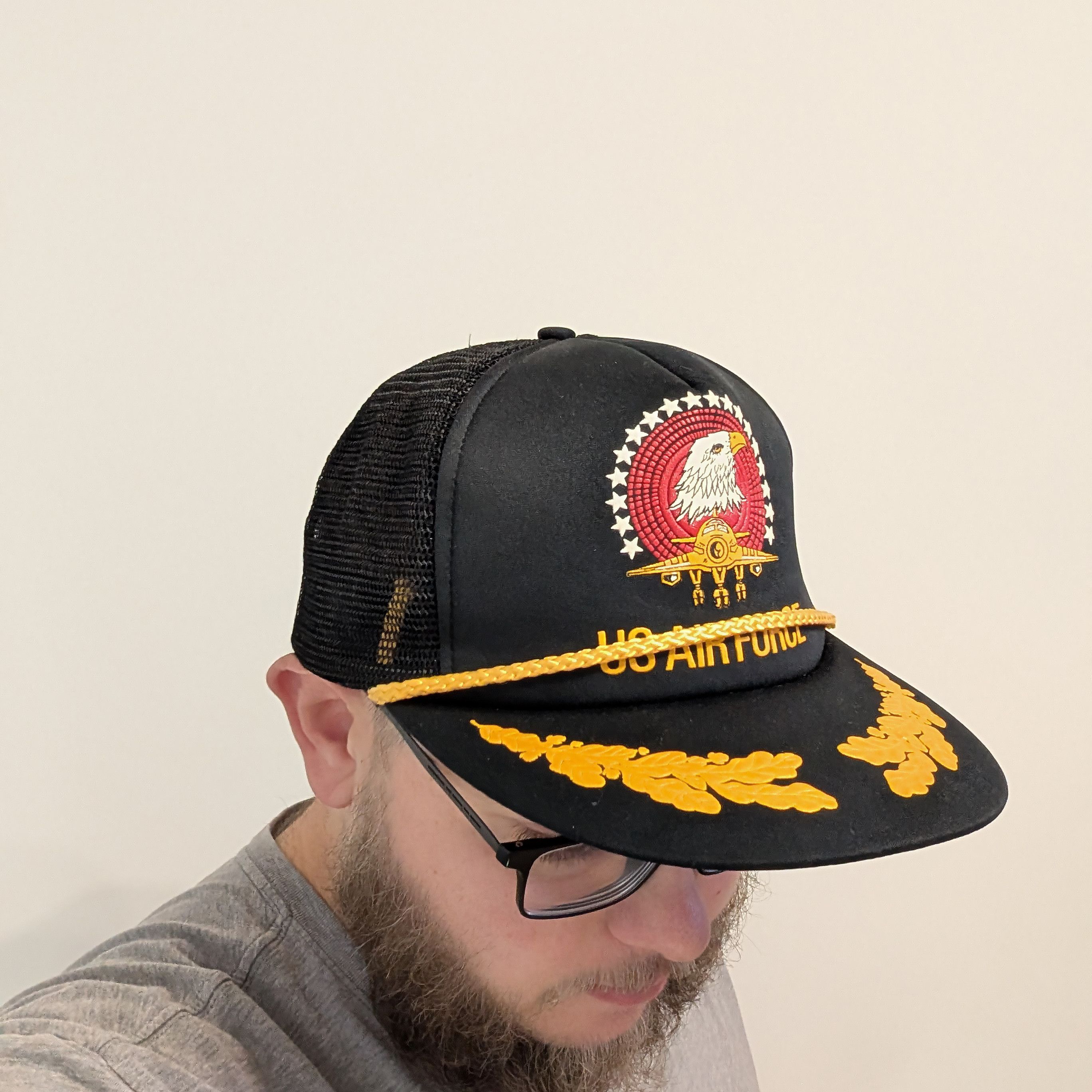 Vintage Vintage US Air Force Trucker Hat Lifeline Eagle Patch Sz XL Size ONE SIZE - 4 Thumbnail