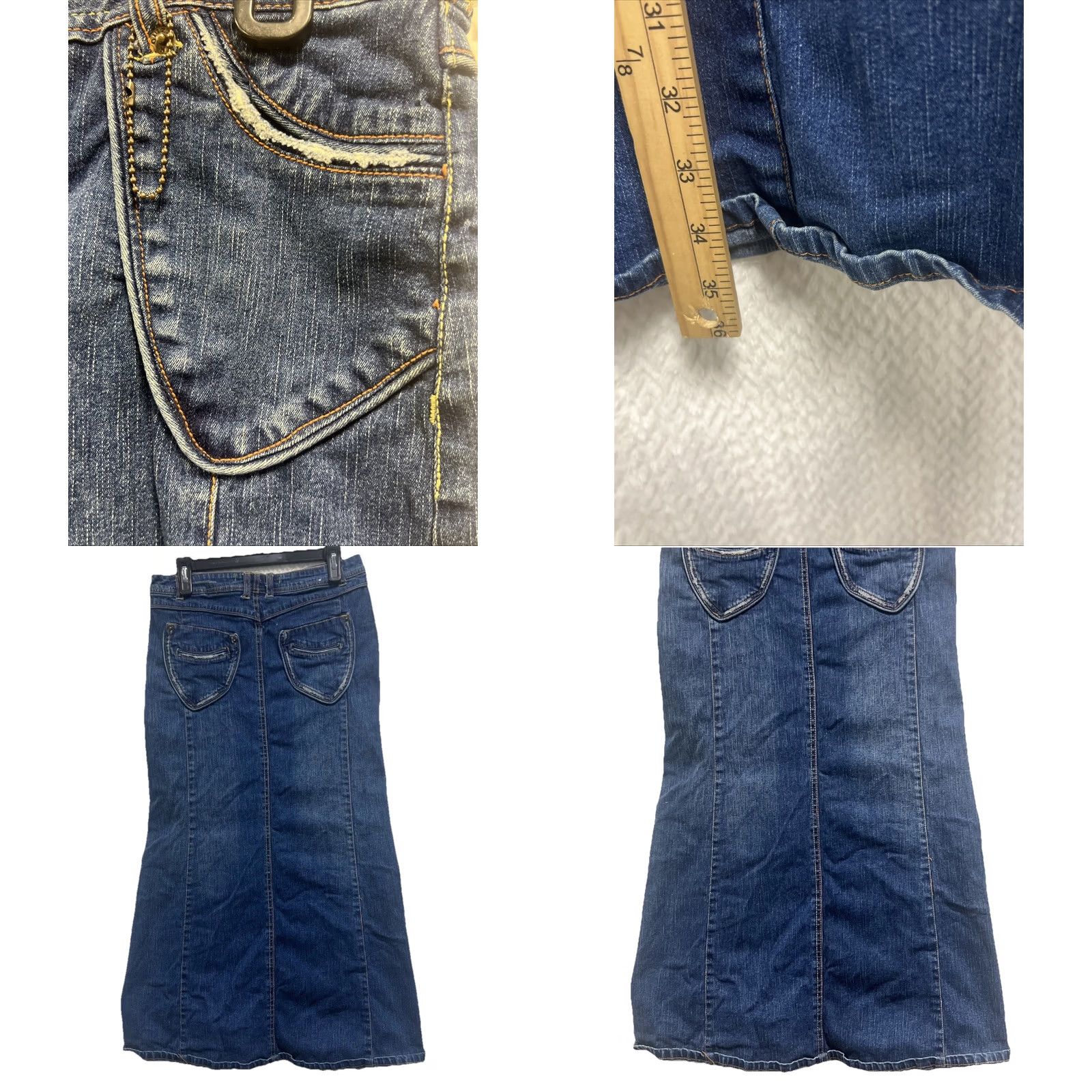 Denime Quizz New York Dark Denim Midi Stretch Skirt Women 7/8 Blue Zipper Button Casual Vintage? Size 28" / US 6 / IT 42 - 8 Thumbnail