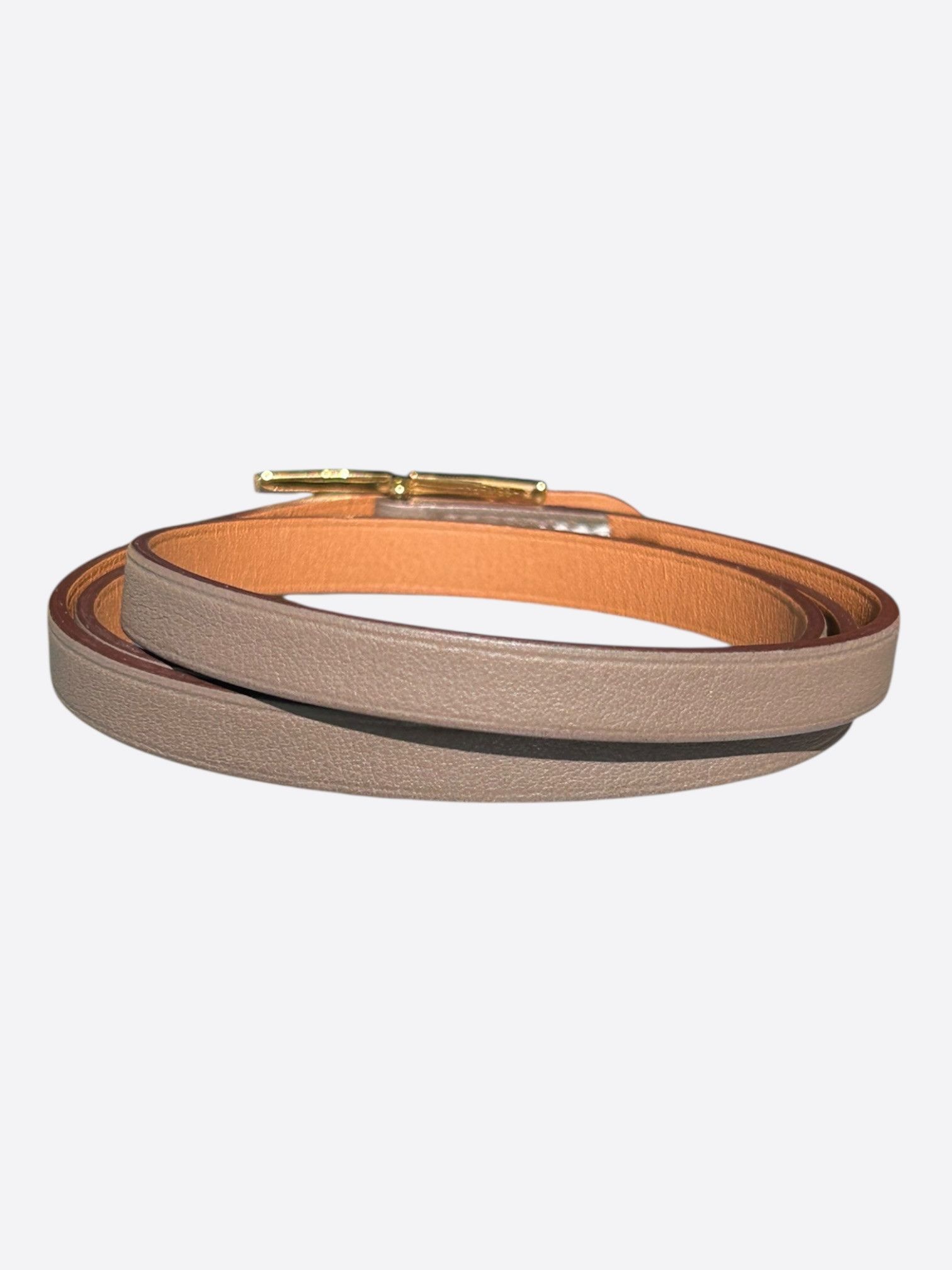 Hermes Etoupe Swift & Gold Hardware Behapi Double Tour Bracelet Size ONE SIZE - 2 Thumbnail