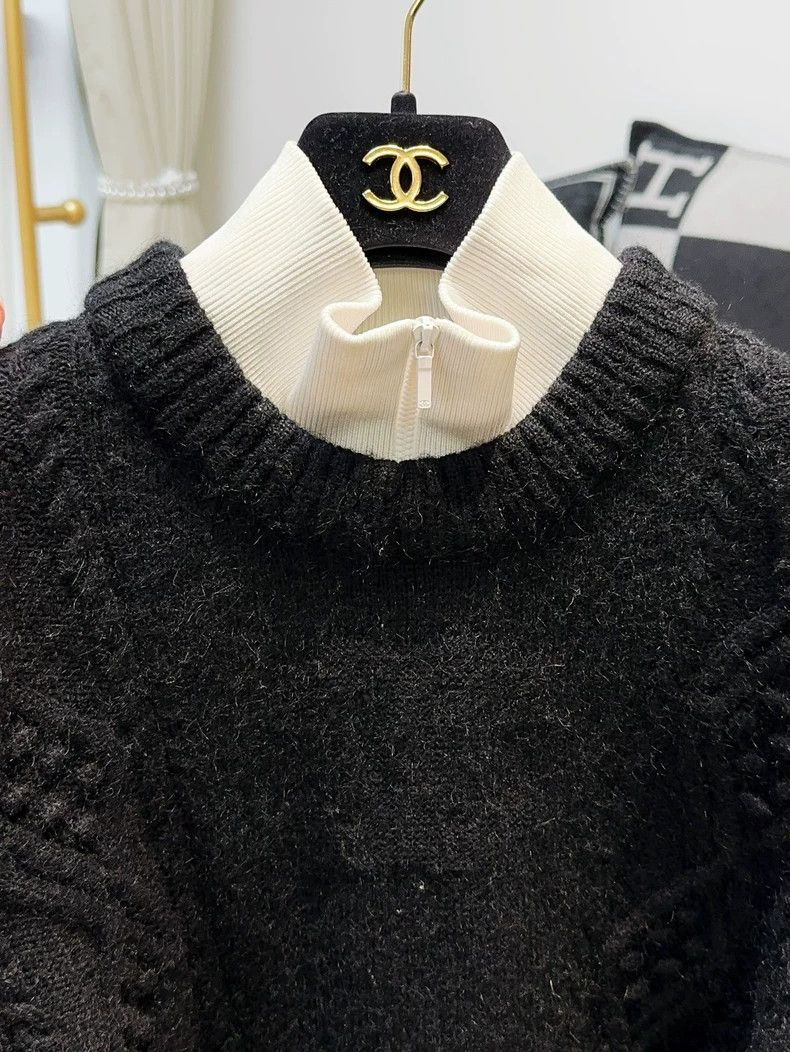 Chanel Chanel Ski series black and white lapel long-sleeved knitt Size M / US 6-8 / IT 42-44 - 4 Thumbnail