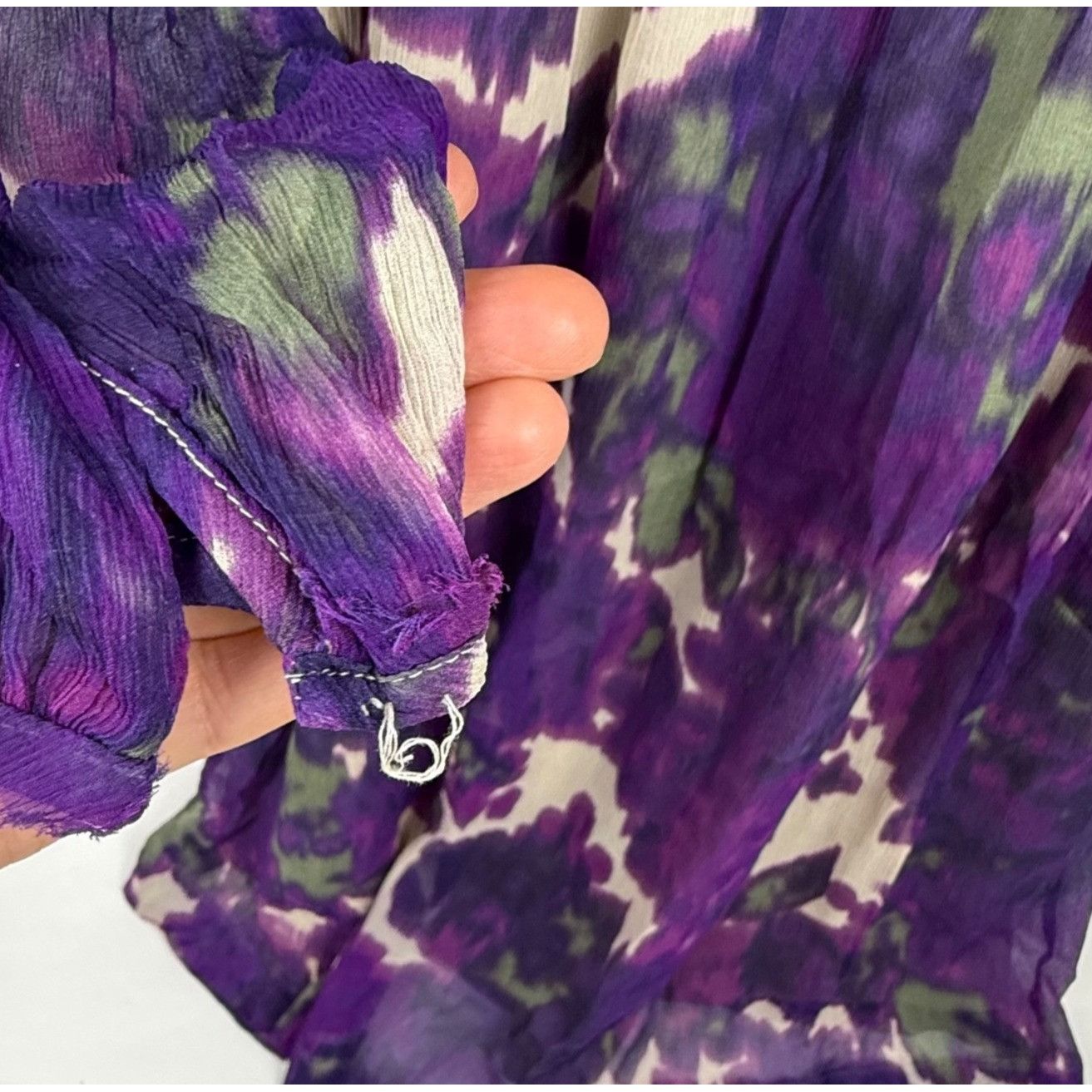 J.Crew J.Crew Maisie Purple Abstract Floral 100% Silk Chiffon Dress Size M / US 6-8 / IT 42-44 - 5 Thumbnail