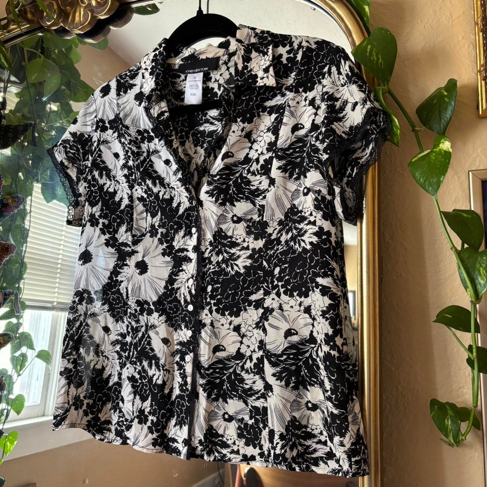 Jones New York Vintage Jones New York Poppy Silk Button Down Blouse 10 Size L / US 10 / IT 46 - 2 Thumbnail