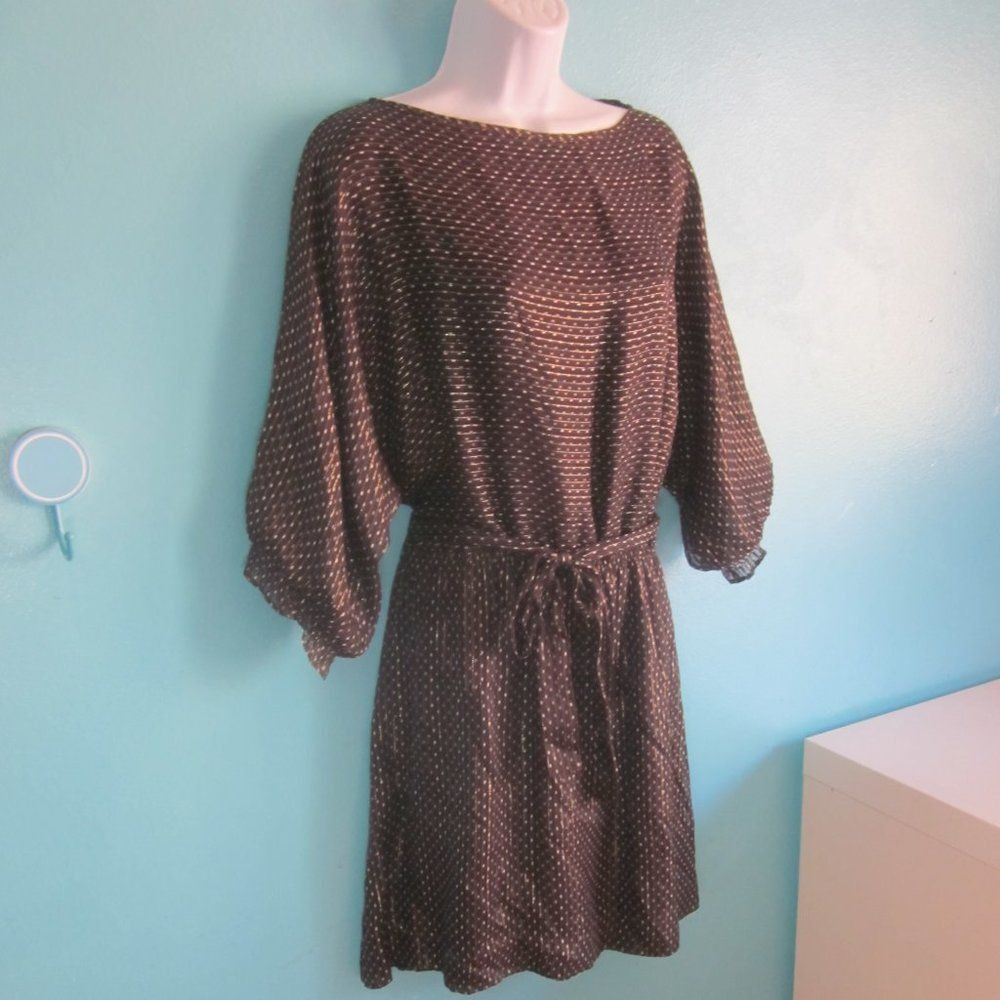 Alice San Diego Alice Ritter 2 Size 10 / Large Designer Silk Gold Metallic Brown Mini Dress Size L / US 10 / IT 46 - 1 Thumbnail