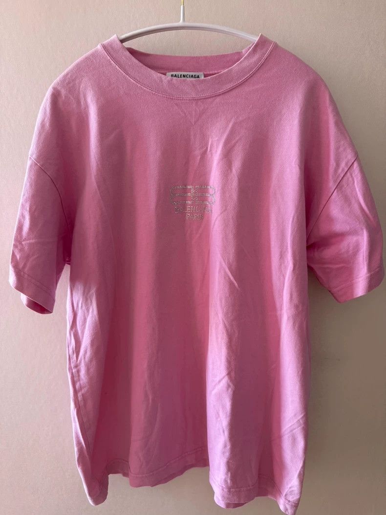 Balenciaga Balenciaga Pink Crystal Short Sleeve Tee - dmc Size US L / EU 52-54 / 3 - 1 Thumbnail