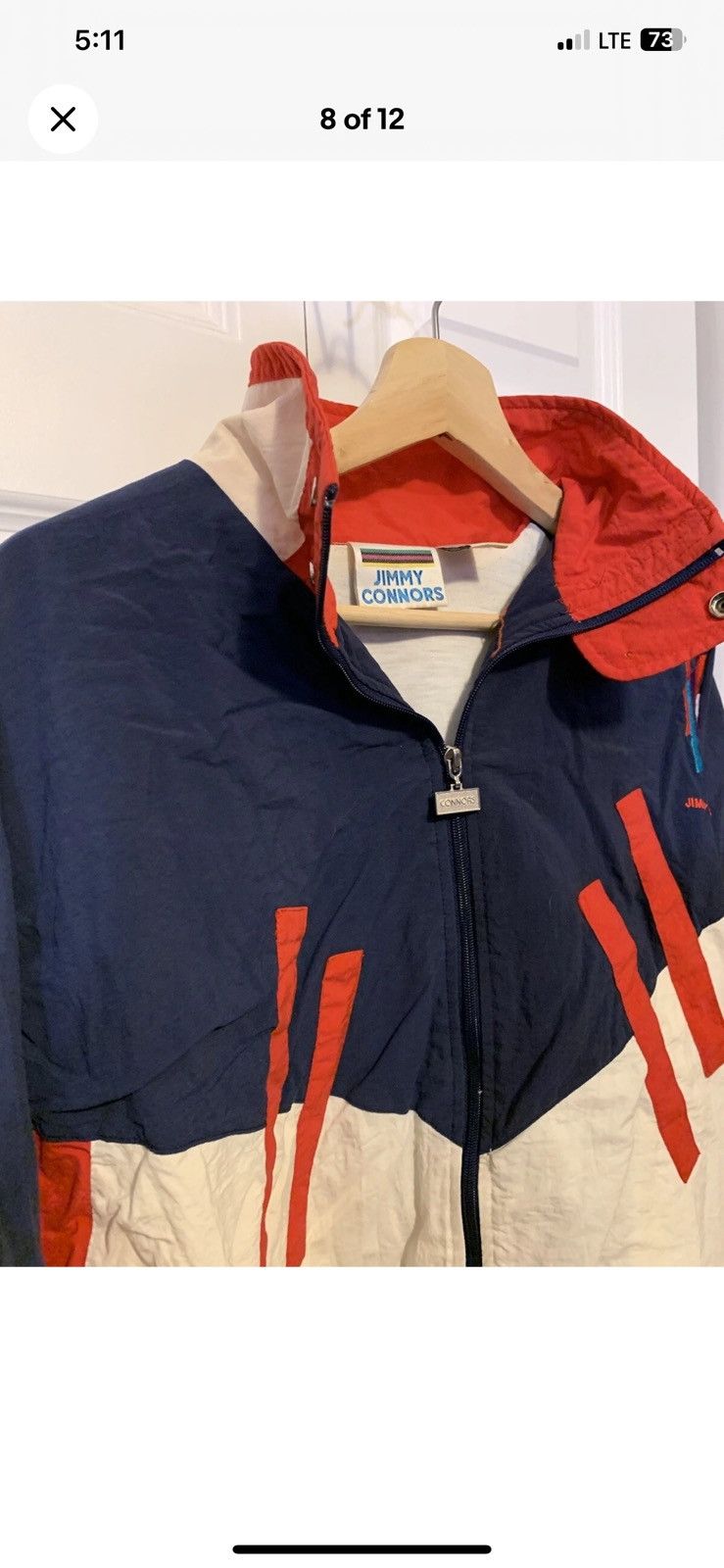 Other Jimmy Connors mens sz M windbreaker jacket blue red white Size US M / EU 48-50 / 2 - 7 Thumbnail