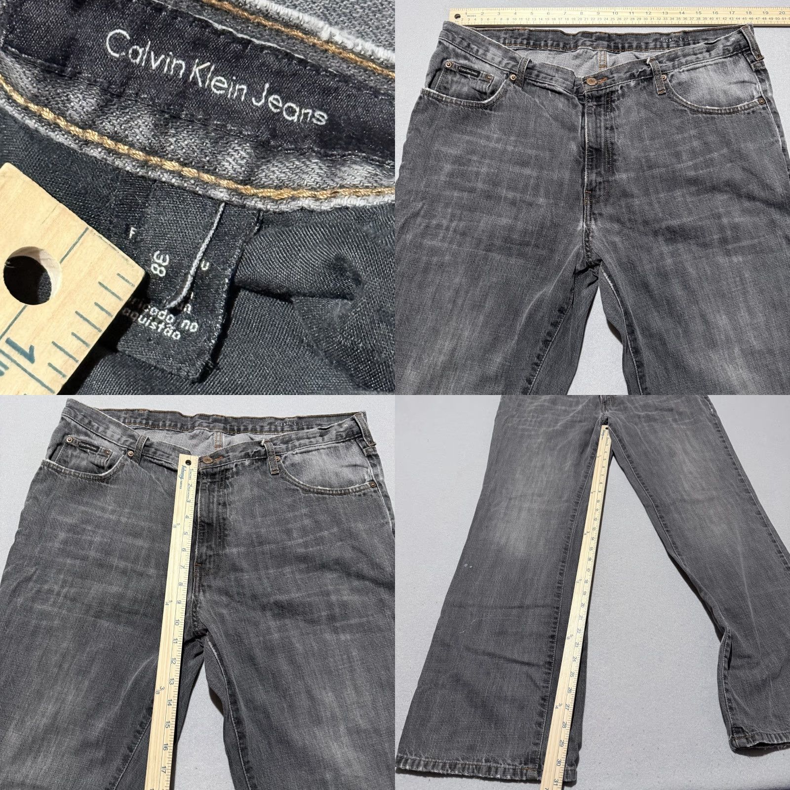 Calvin Klein Calvin Klein Jeans Men Gray Denim Mid Rise Classic Straight Zip Jeans 38 Velcro? Size US 38 / EU 54 - 8 Thumbnail
