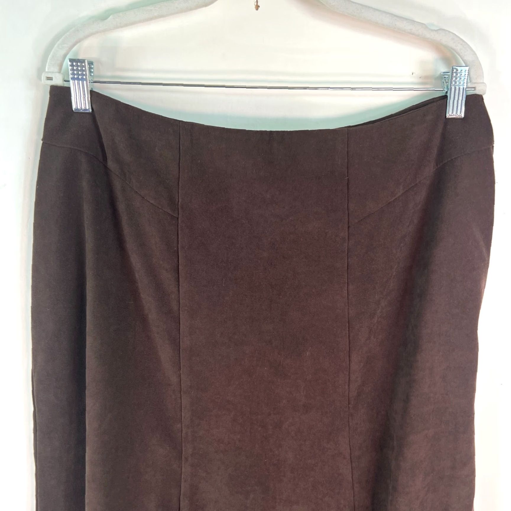 Velour VINTAGE Briggs New York Womens Skirt Midi Velour Brown Size 14 Size 36" / US 14 / IT 50 - 2 Thumbnail