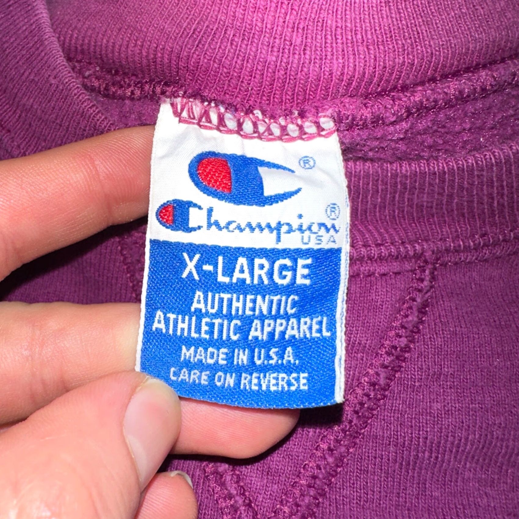 Champion VINTAGE Champion Sweatshirt XL Purple 90s USA Weave Blank Jumper Sweater Size US XL / EU 56 / 4 - 2 Thumbnail