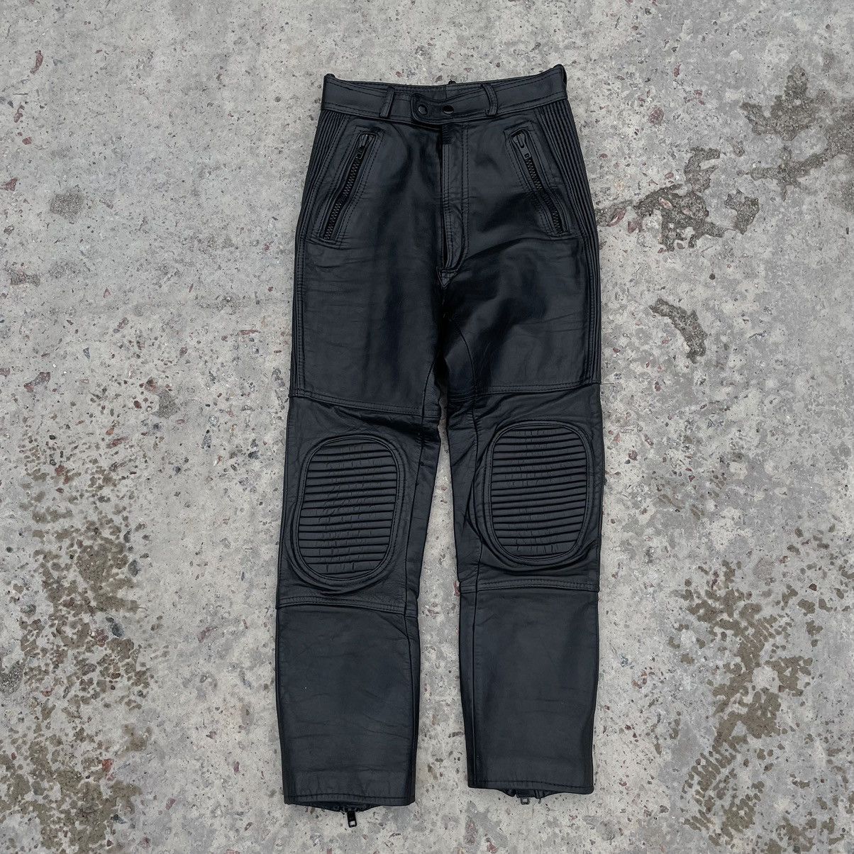 image of Moto Pants 27 Real Leather 90's Y2K Usa Style in Black, Men's