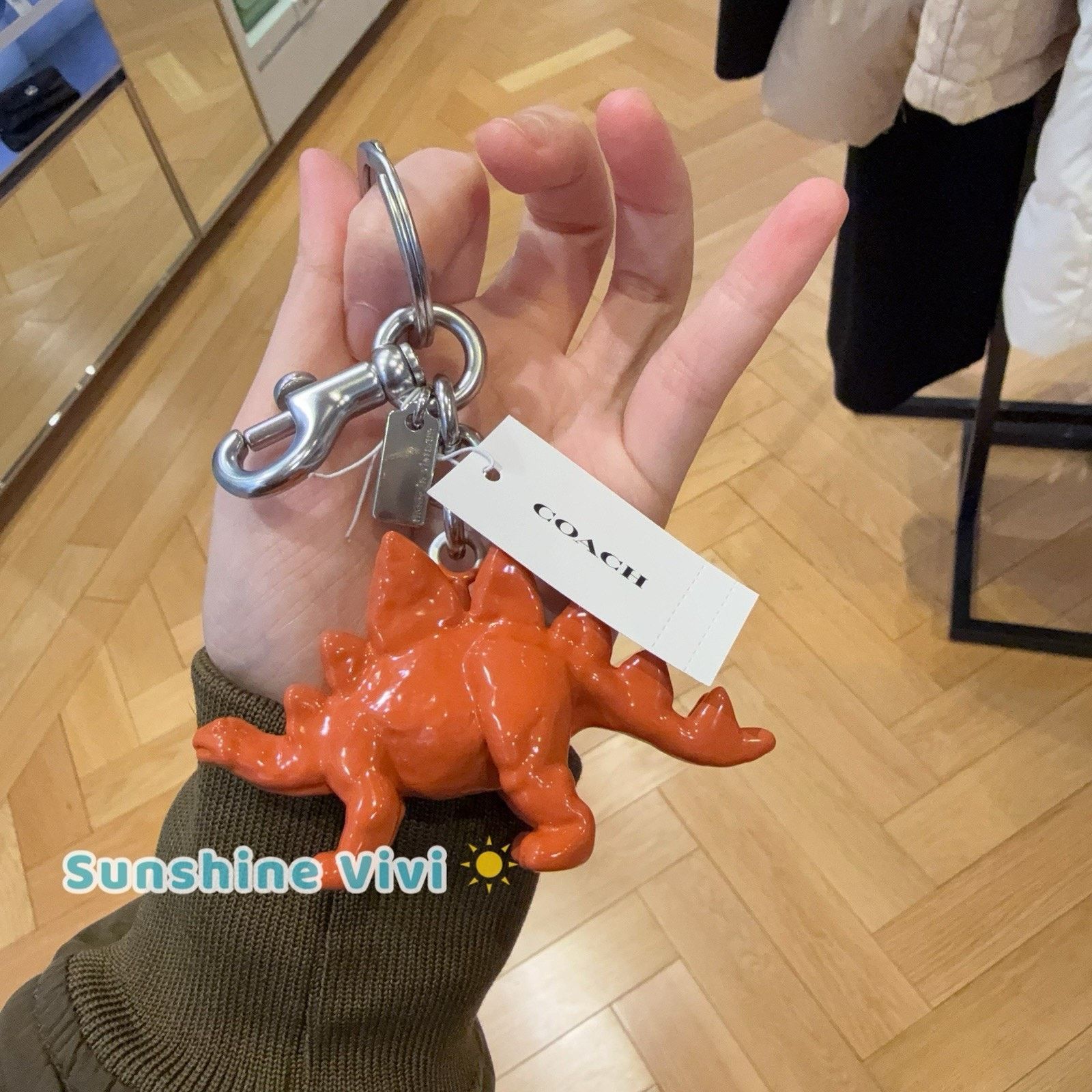 Coach NWT Coach Keychain Stegosaurus Bag Charm Silver Orange CEB63 Size ONE SIZE - 2 Thumbnail