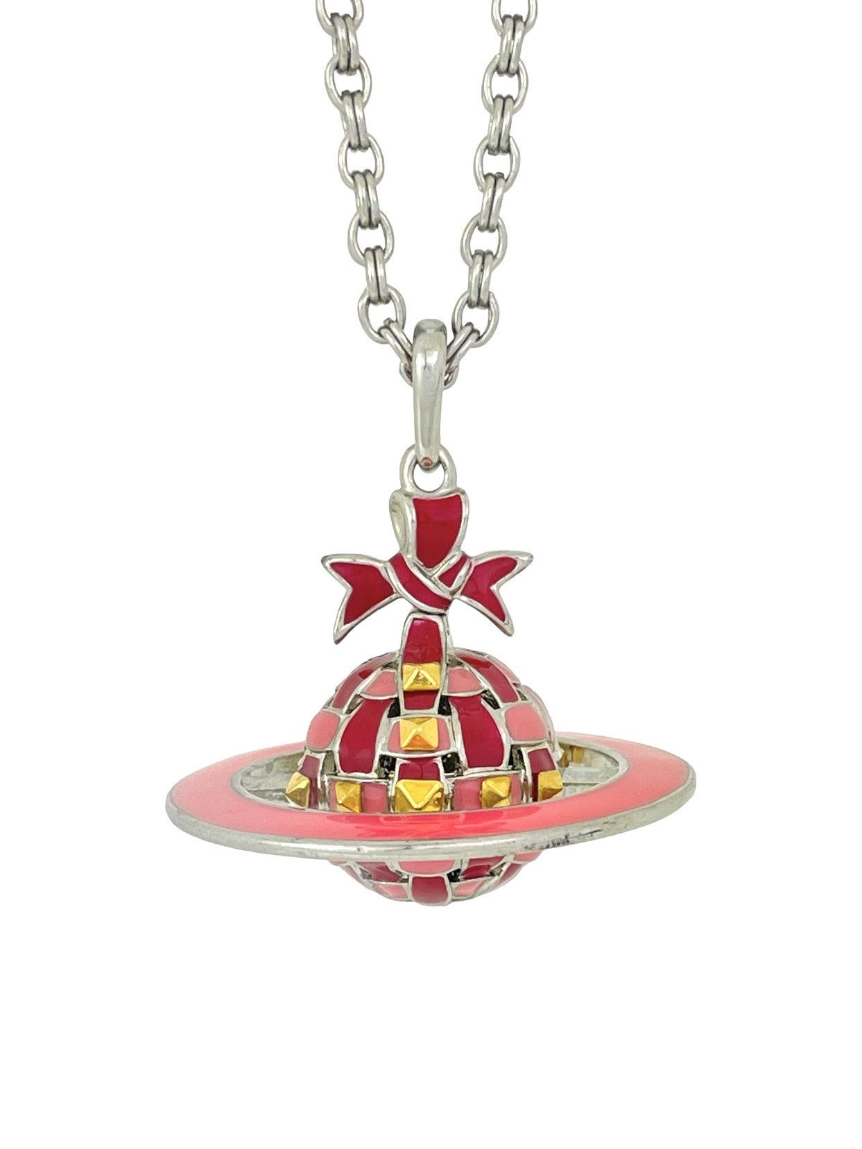 Pre-owned Vivienne Westwood 3d Ribbon Orb Necklace In Pink | ModeSens