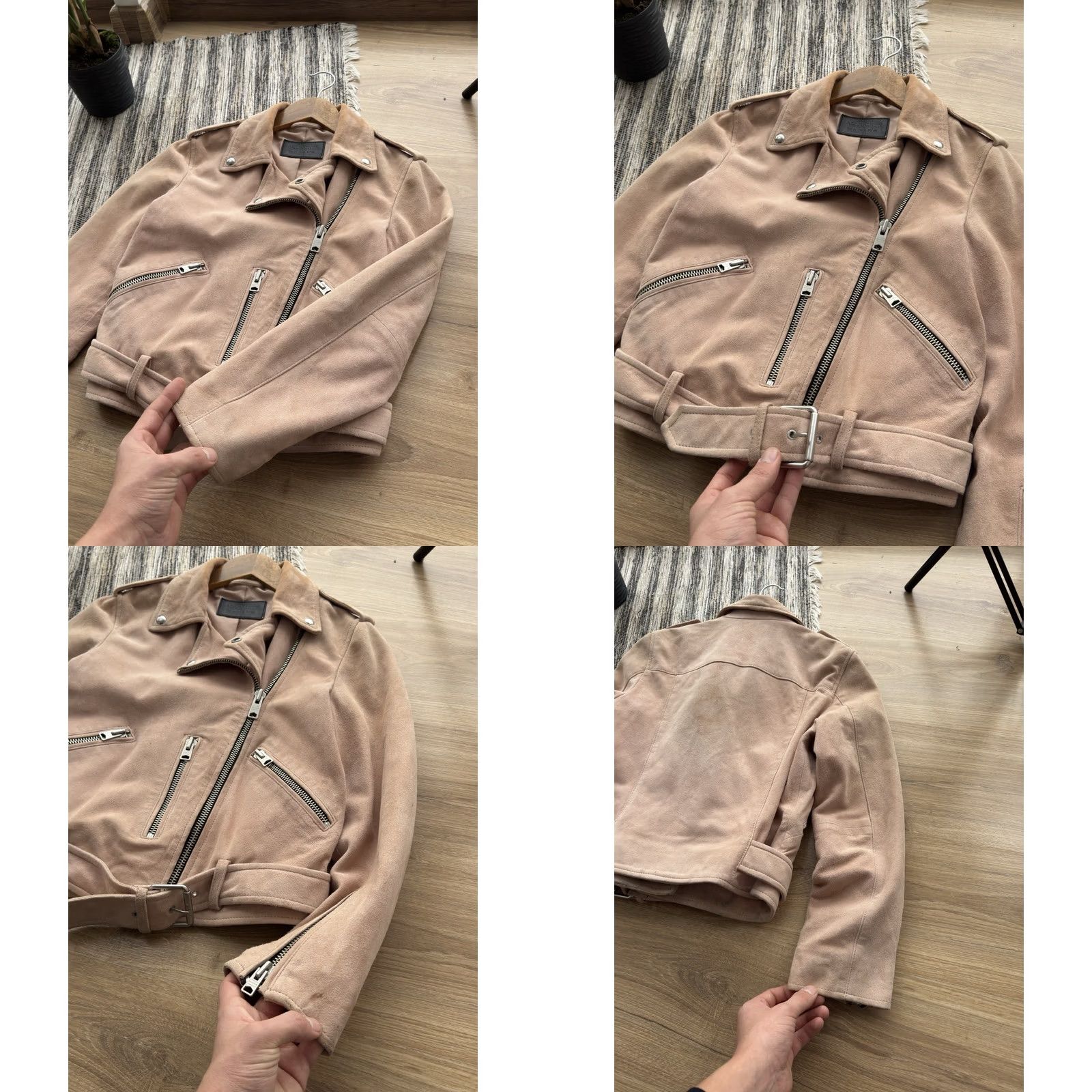 Allsaints VINTAGE AllSaints Suede Balfern Biker Jacket Womens Pink Size M UK 10 US 6 EU 38 80s 90s Casual Streetwear Leather Jacket Womens Size M / US 6-8 / IT 42-44 - 8 Thumbnail
