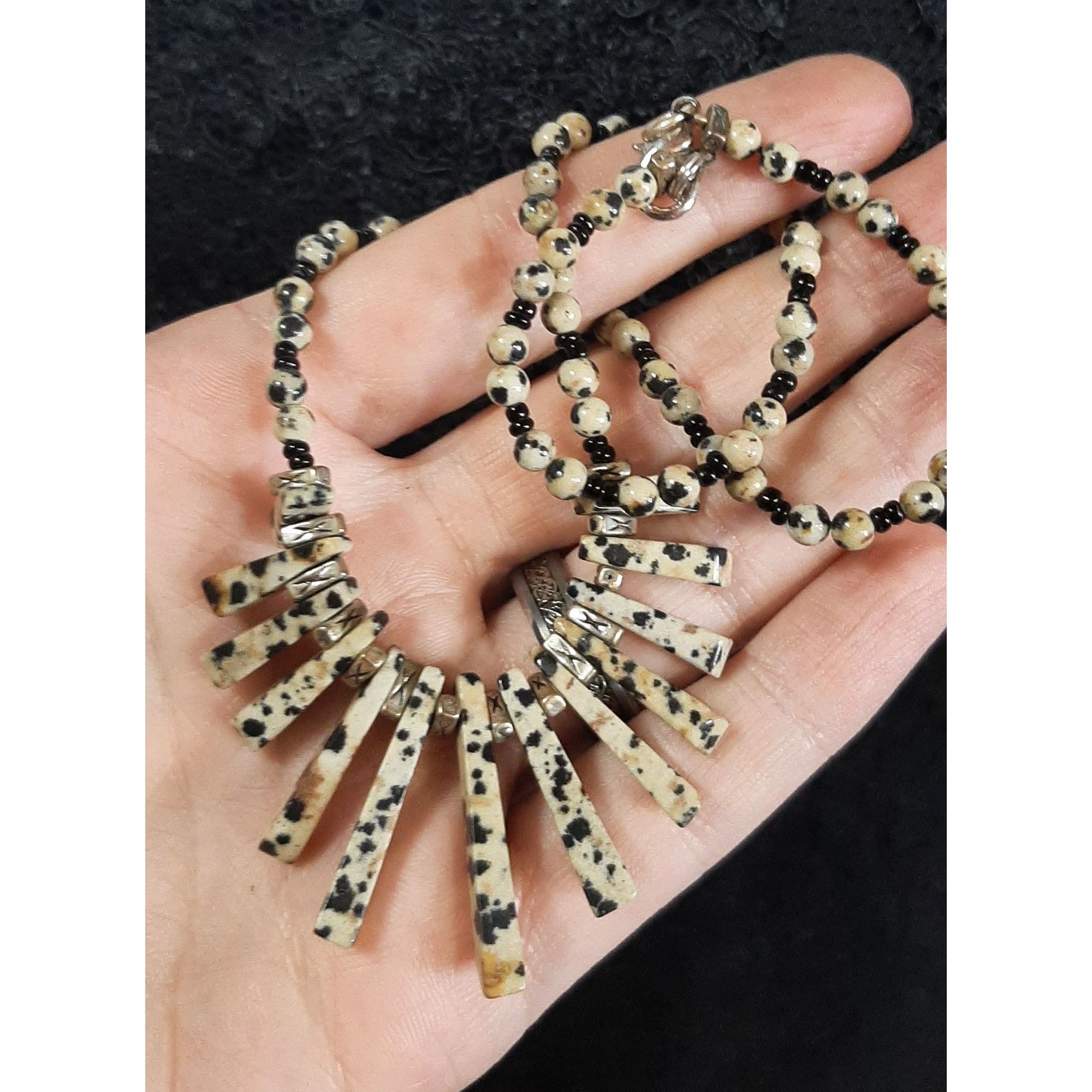 Other Funky Dalmatian Jasper Beaded Necklace With Graduated Pillar Size ONE SIZE - 2 Thumbnail