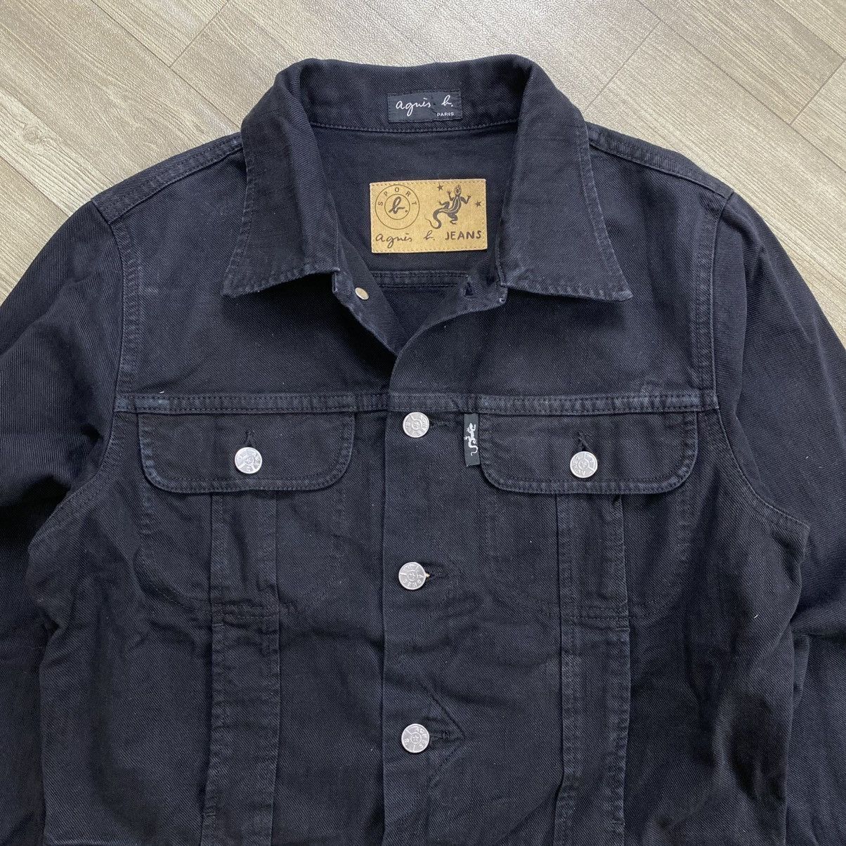 agnes b. Vintage 90's Agnes B Homme Black Denim Jacket Small Luxury Size US S / EU 44-46 / 1 - 4 Thumbnail