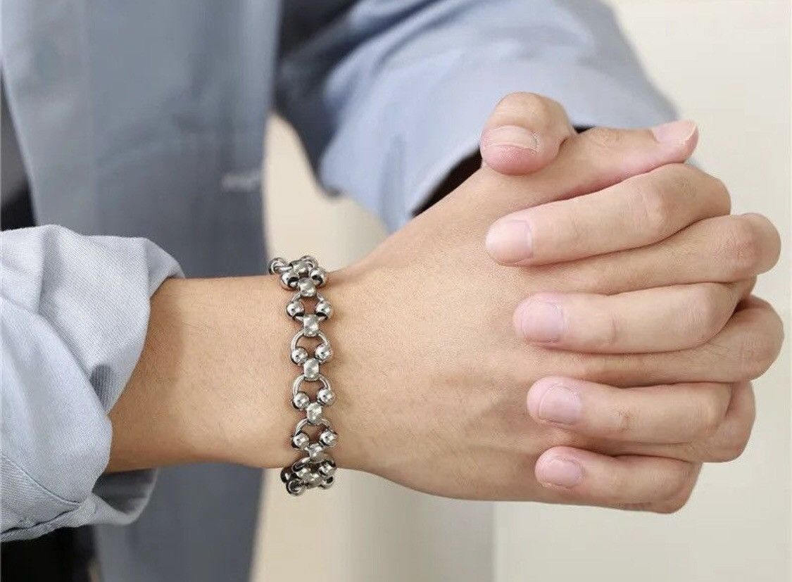 Vintage Steel Ball Bead Link Bracelet Size ONE SIZE - 2 Thumbnail