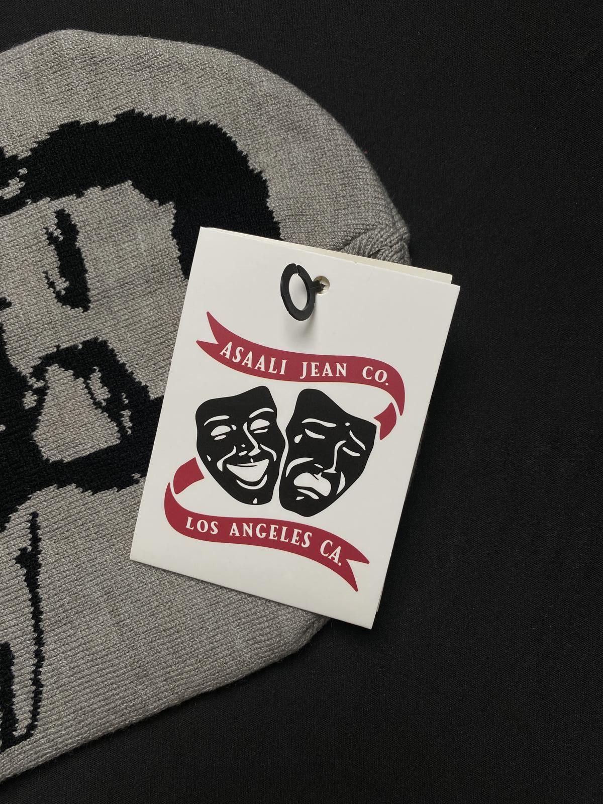 Asaali Rare Asaali Cartel Skully No Cuff Knit Gray Beanie Hats OS Size ONE SIZE - 3 Thumbnail