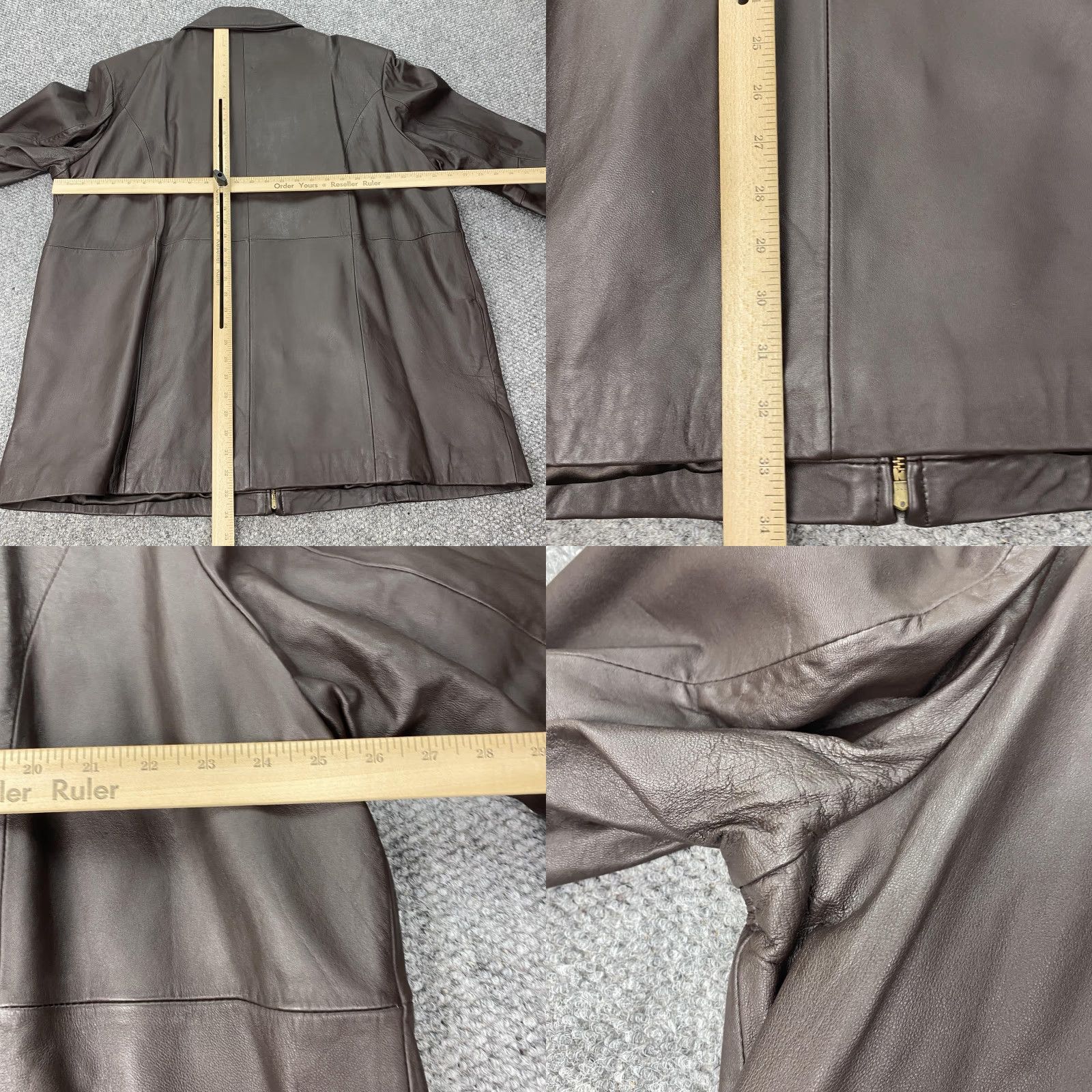 Vintage VINTAGE Leather Elements Jacket Womens 2X Brown Leather Zip Front Removable Collar Lined Size XXL / US 16-18 / IT 52-54 - 8 Thumbnail