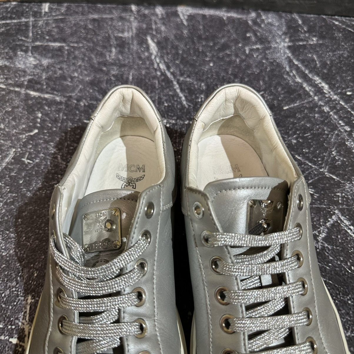 MCM MCM - Women’s Monogram Silver Leather Sneakers Size 39 Size US 9 / IT 39 - 17 Thumbnail