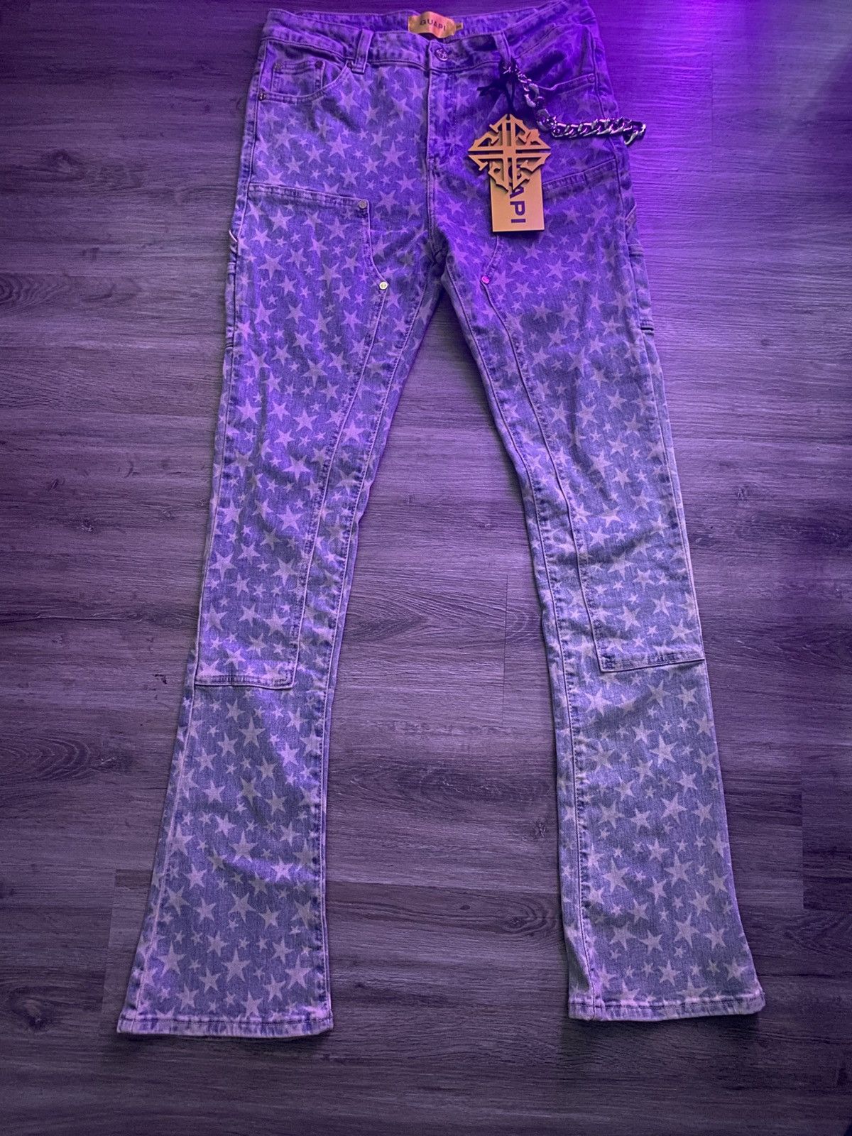 GUAPI Guapi Clothing Vintage Blue Laser Stars Denim Jeans Size US 34 / EU 50 - 1 Thumbnail