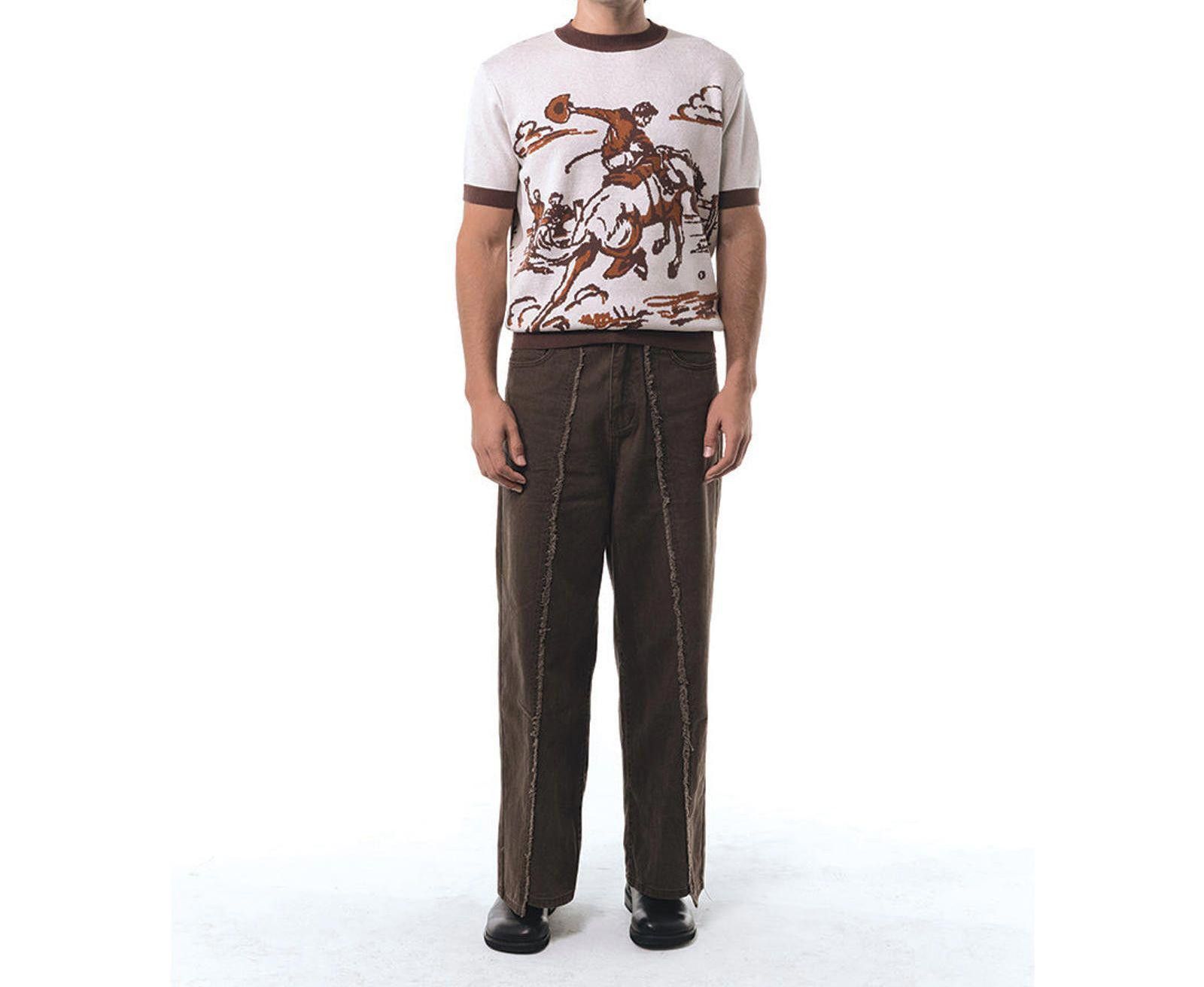 Other Western Knitted Tee | Cotton Horse-Scene Jacquard Crewneck Size US M / EU 48-50 / 2 - 2 Thumbnail