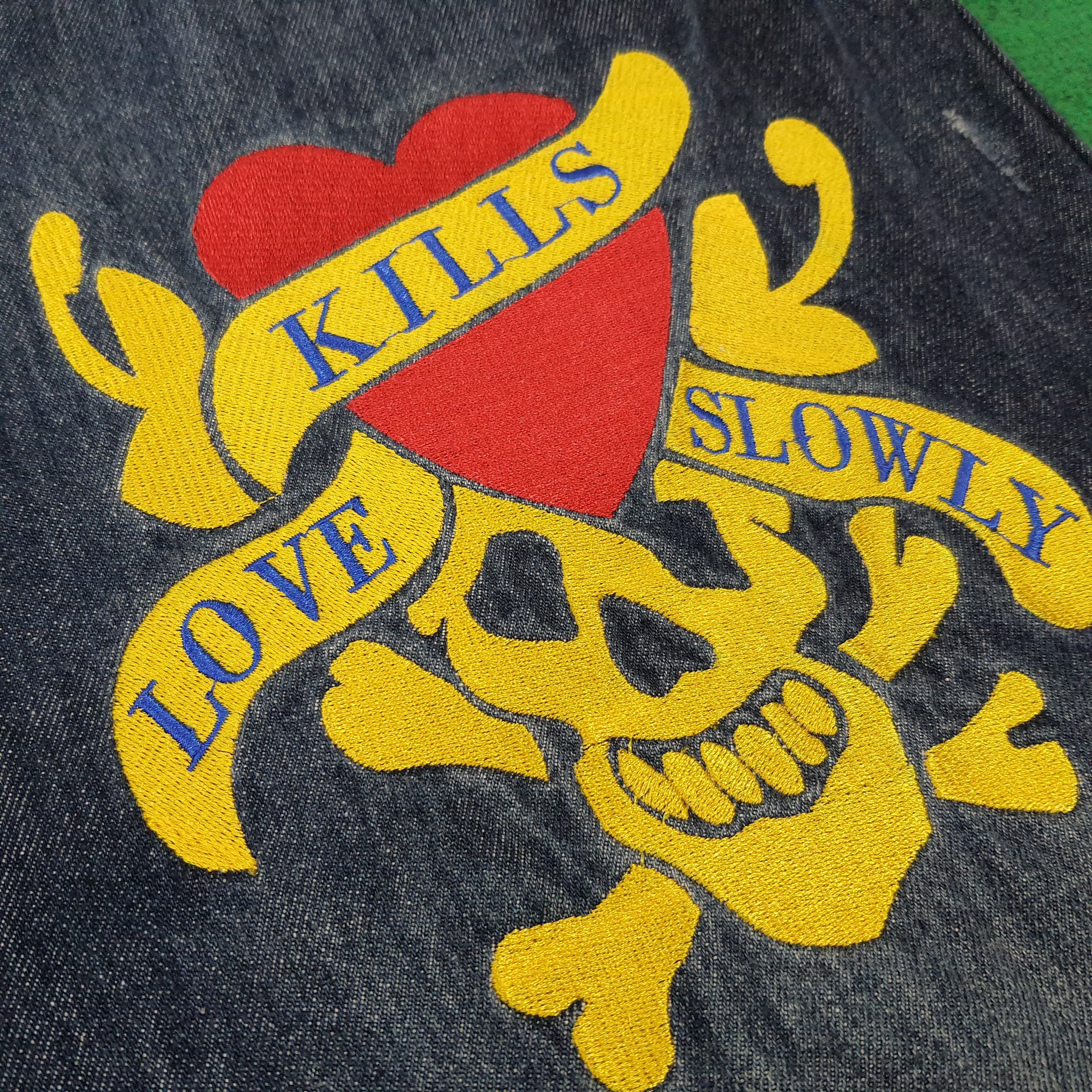 Ed Hardy Vintage Ed Hardy Skull Embroidered Custom Logo Jeans C272N18 Size US 43 - 3 Thumbnail