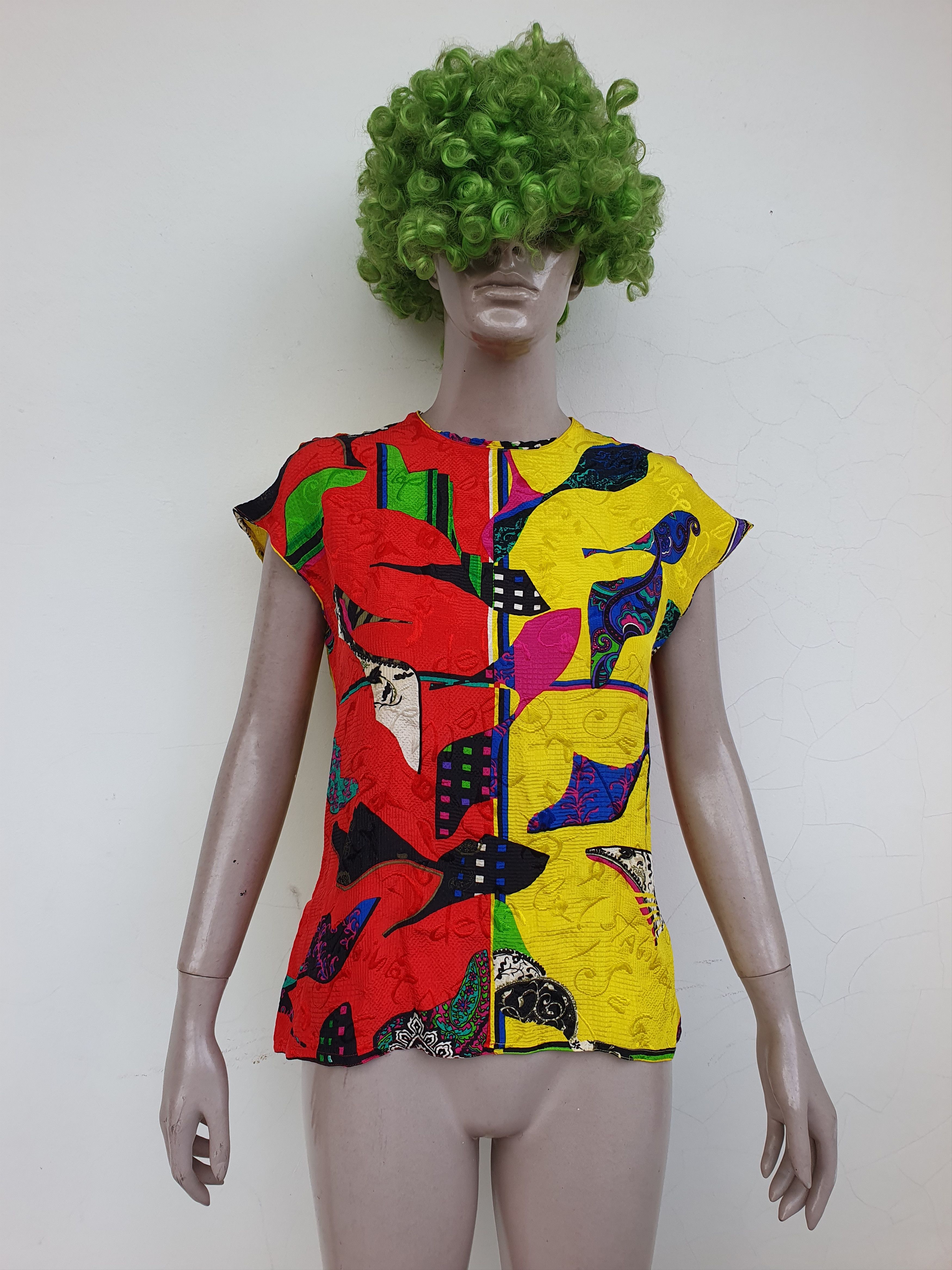 Versace SS1991 Runway Silk Shoe-print Blouse Size M / US 6-8 / IT 42-44 - 4 Thumbnail