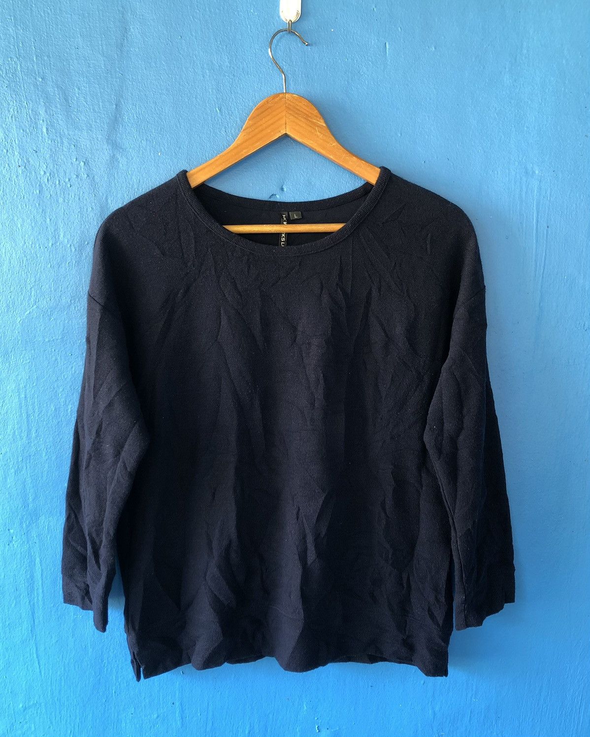 image of Aran Isles Knitwear Hk Work London Knitwear in Blue, Women's (Size Large)