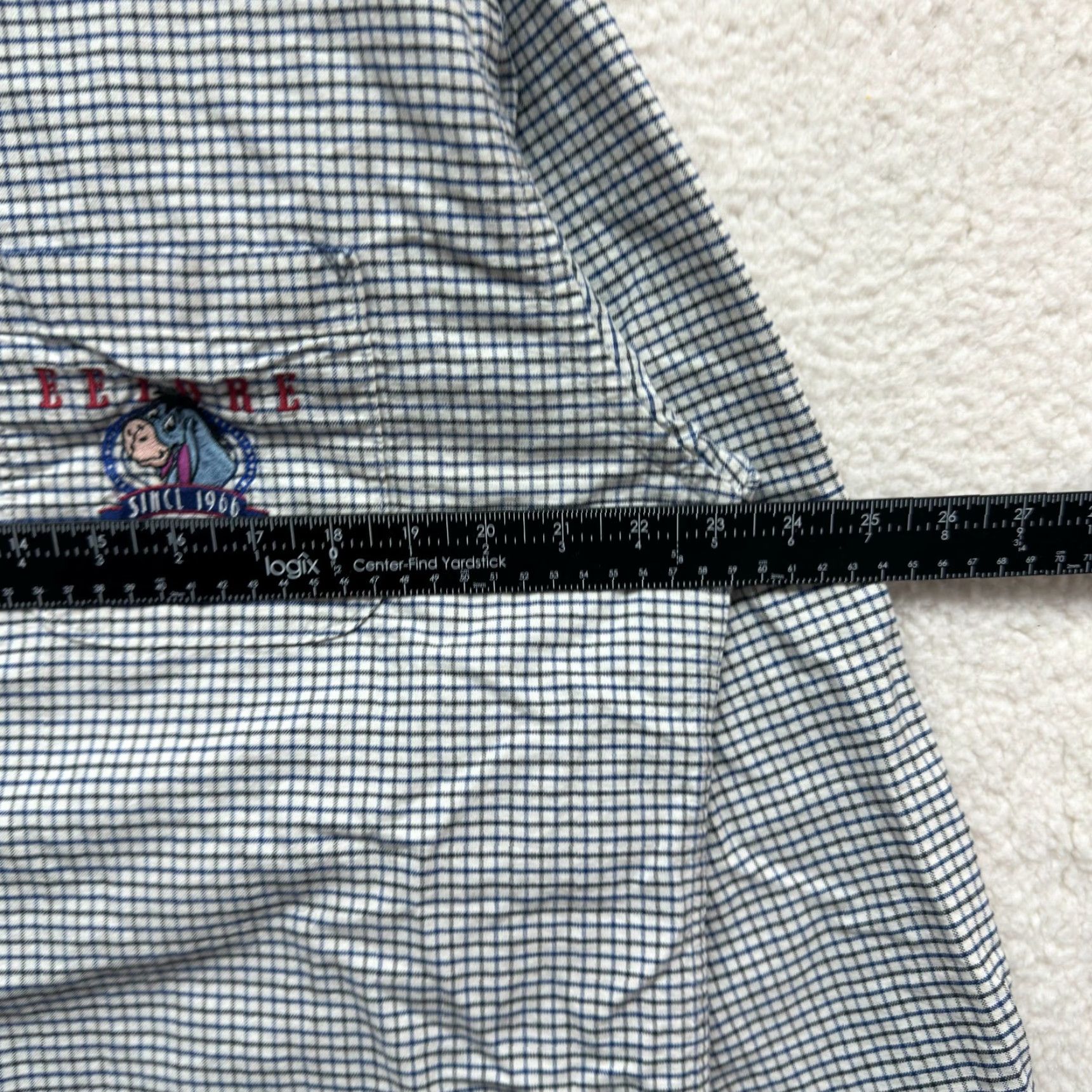 Disney VINTAGE Disney Eeyore Button Up Shirt Mens Plaid Embroidered The Disney Store Medium White Cotton 100% Button-Down Collar Mens Size US M / EU 48-50 / 2 - 5 Thumbnail