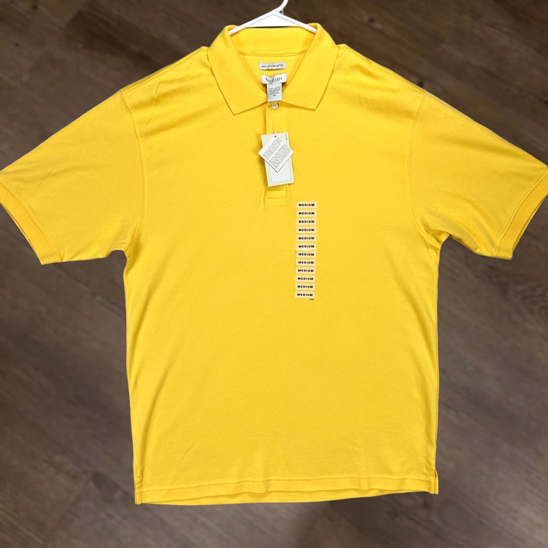 Van Heusen Van Heusen Mens Polo Shirt Medium Yellow U.S. Pima Cotton Rugby Casual Outdoor NEW Size US M / EU 48-50 / 2 - 1 Thumbnail