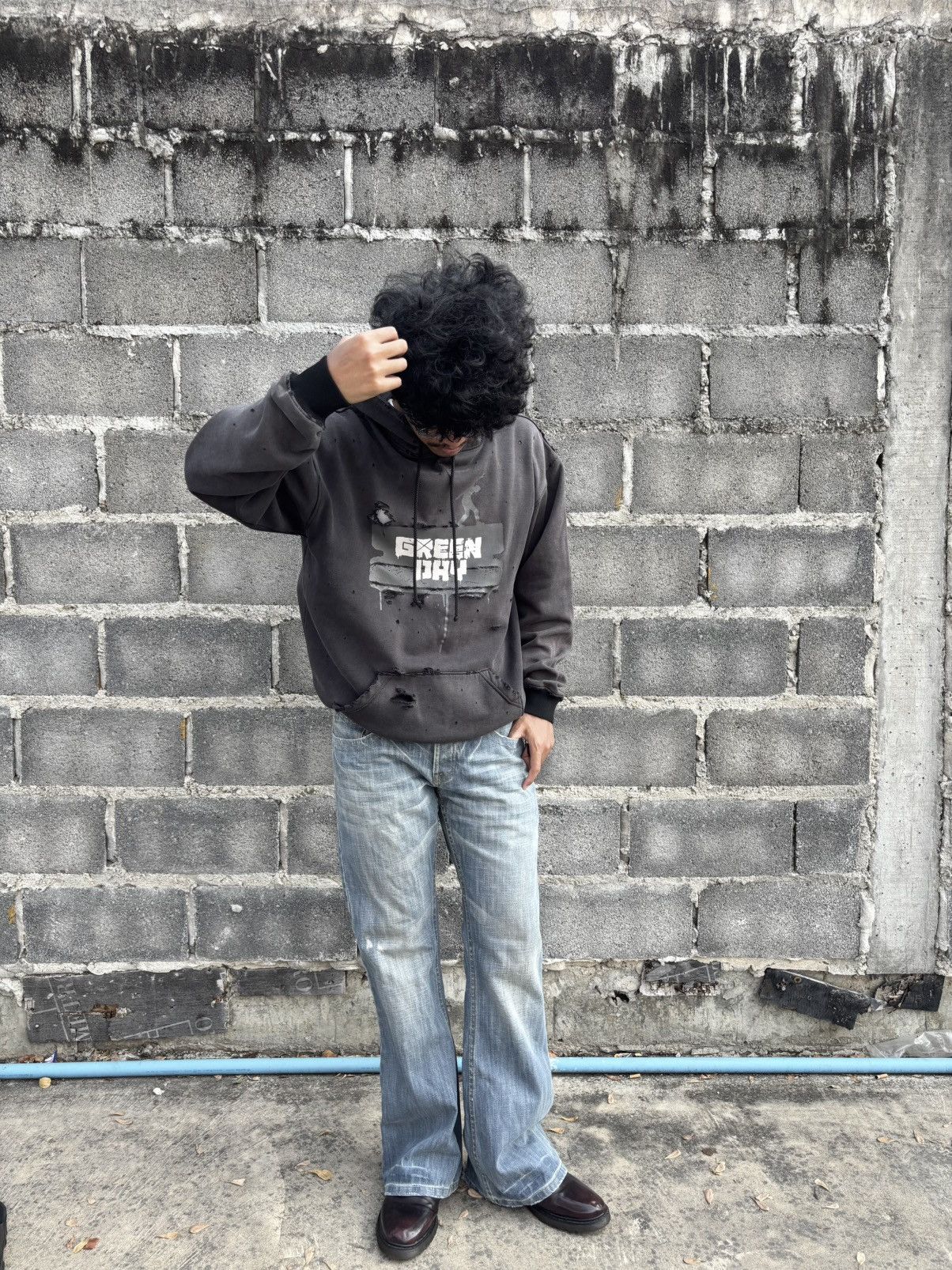 Vintage Faded Thrashed Green Day Bootleg Hoodie Size US XL / EU 56 / 4 - 12 Thumbnail