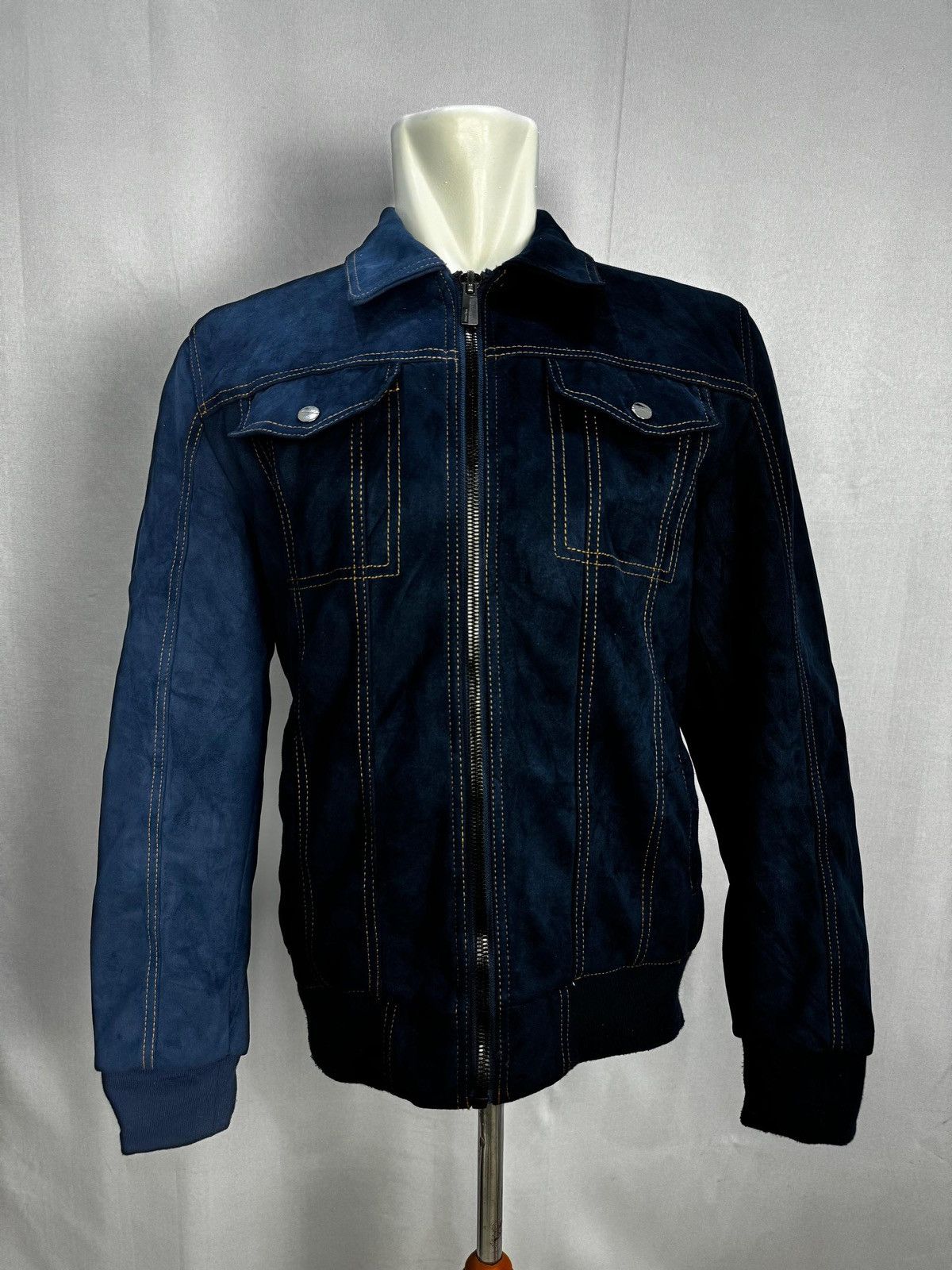 image of Denim Jacket x Zara Full Zipped Jacket in Blue, Men's (Size Large)