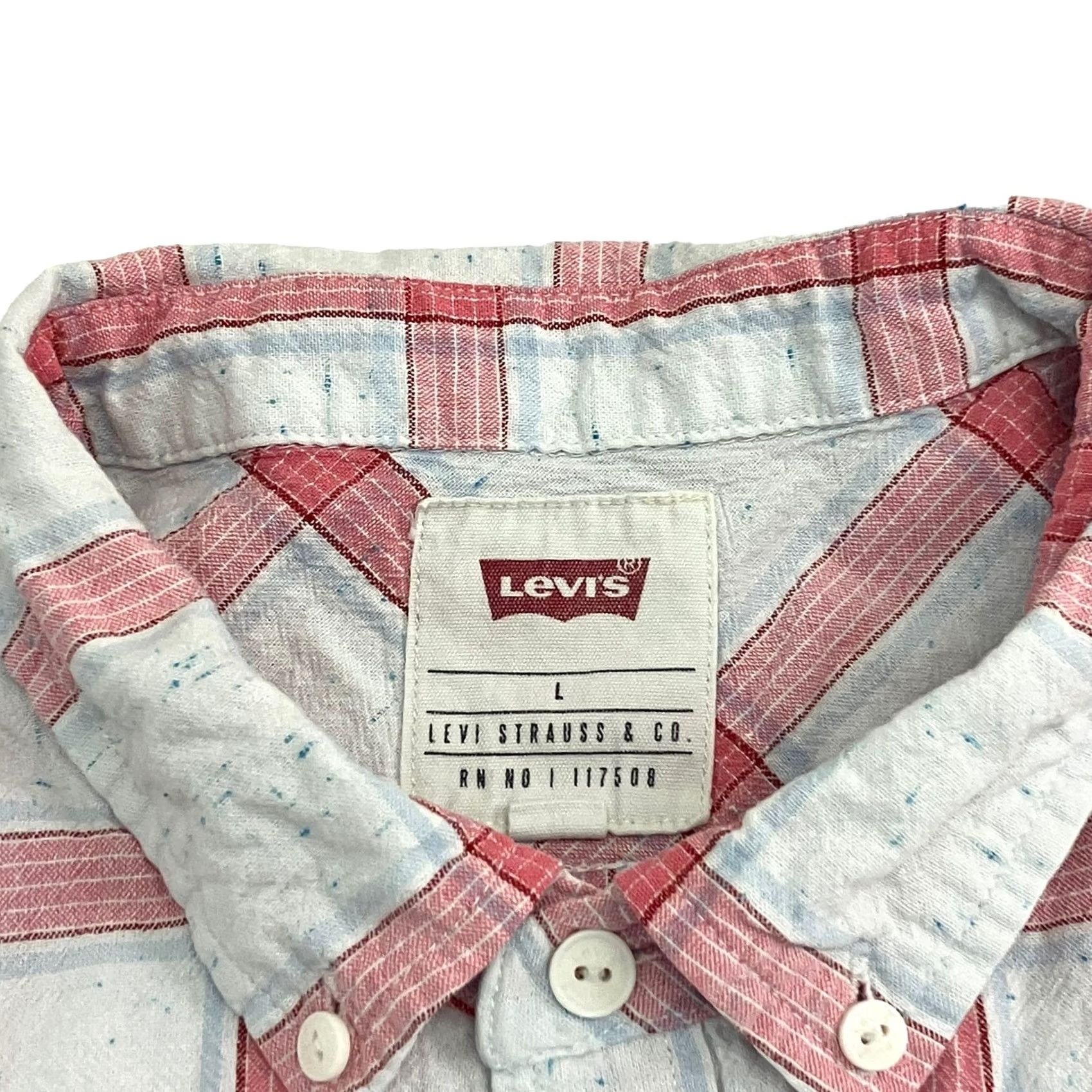 Levi's Levi's Shirt Mens Large Plaid Pink Short Sleeve Button Up Cotton Red Tab Size US L / EU 52-54 / 3 - 7 Thumbnail