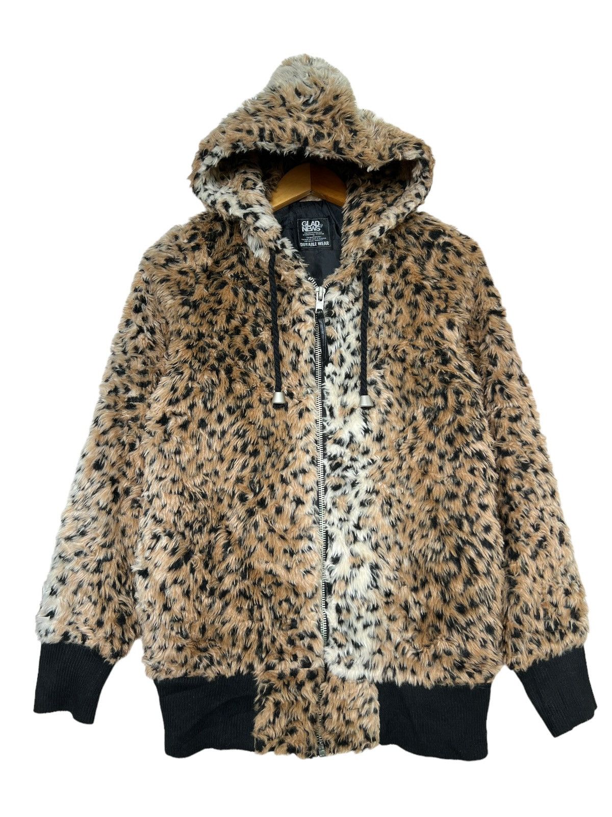 image of Avant Garde Glad News Leopard Fur Zip Up Hoodie, Women's (Size Small)