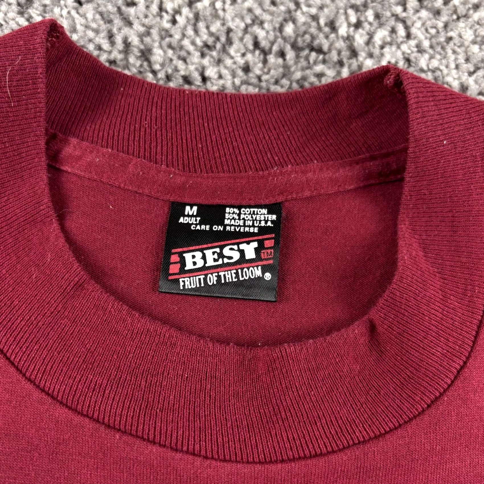 Fruit Of The Loom VINTAGE Fruit of the Loom T-Shirt Mens M Maroon Red 1995 55th Annual Sturgis Motorcycle Rally NOS USA Size US M / EU 48-50 / 2 - 4 Thumbnail